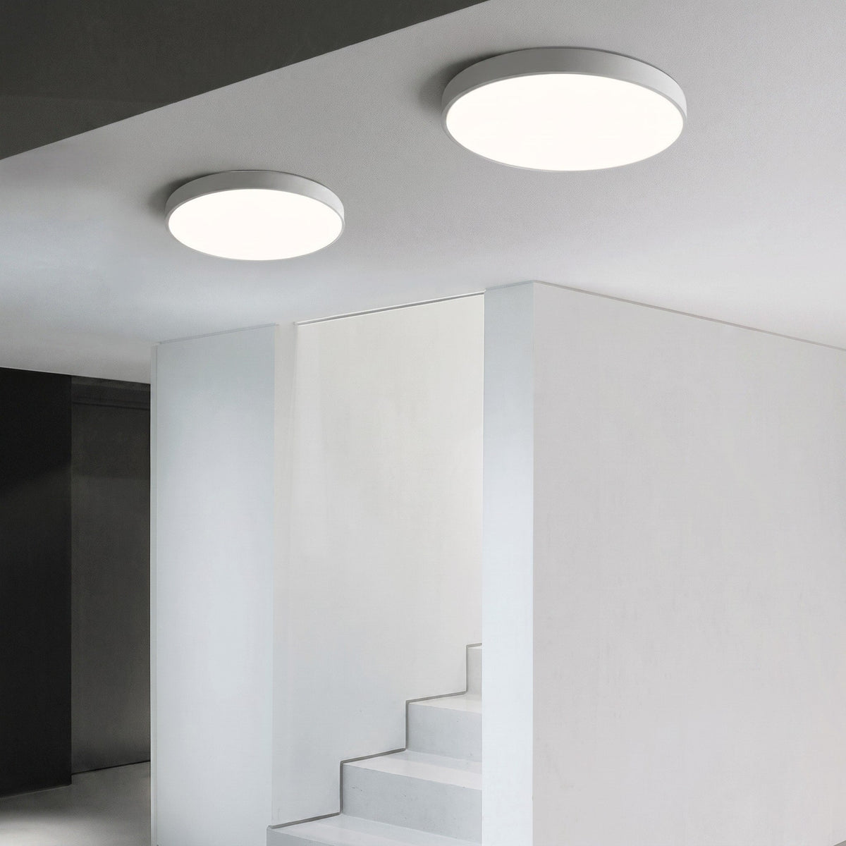 Round LED Flush Mount Ceiling Light for Bedroom and Hallway - Ceiling Light Fixtures - White - Oaksoho