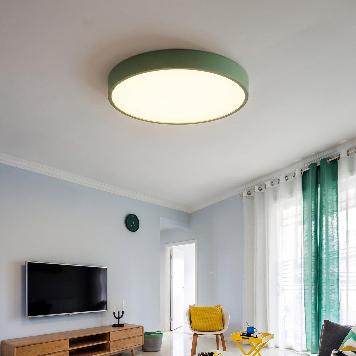 Round LED Flush Mount Ceiling Light for Bedroom and Hallway - Ceiling Light Fixtures - Green - Oaksoho