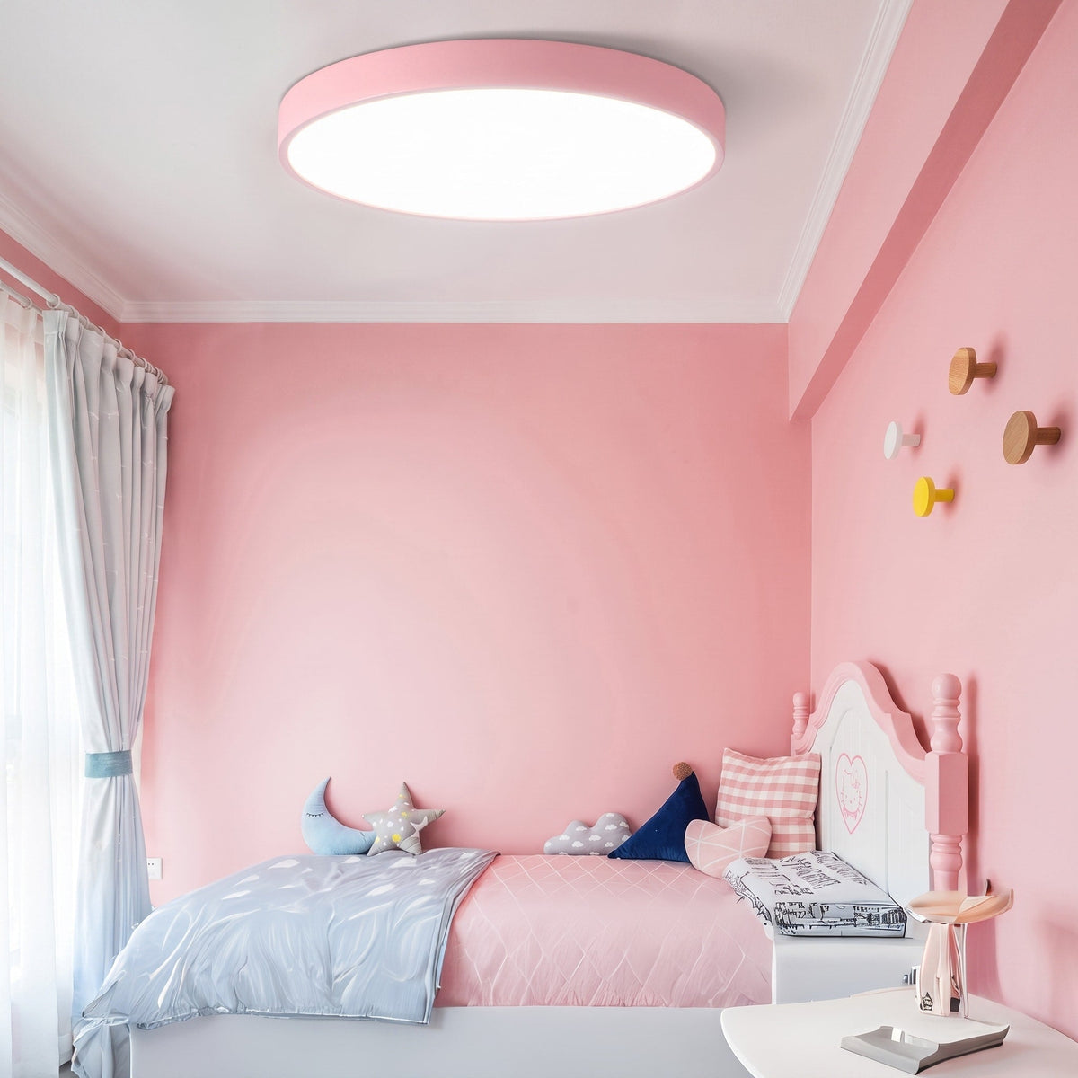 Round LED Flush Mount Ceiling Light for Bedroom and Hallway - Ceiling Light Fixtures - Pink - Oaksoho