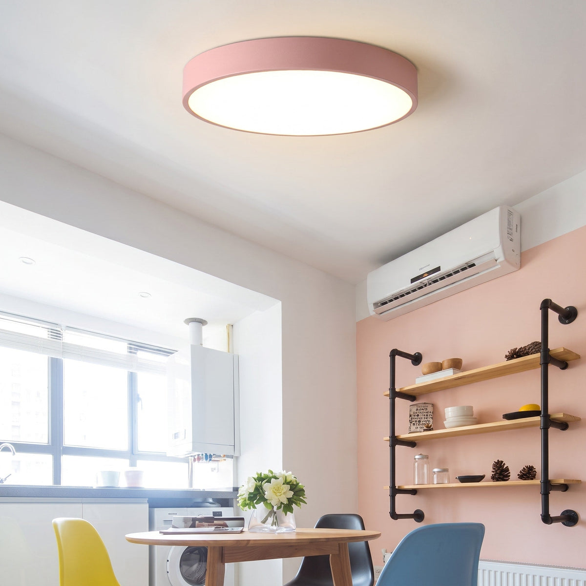 Round LED Flush Mount Ceiling Light for Bedroom and Hallway - Ceiling Light Fixtures - Pink - Oaksoho
