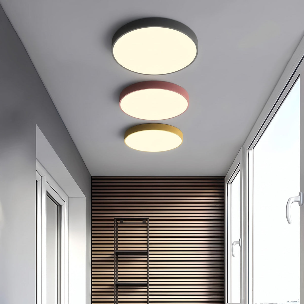 Round LED Flush Mount Ceiling Light with Slim Profile - Ceiling Light Fixtures - Pink - Oak Soho