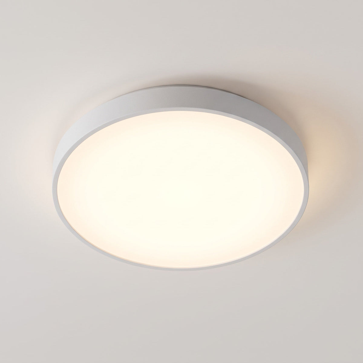 Round LED Flush Mount Ceiling Light with Slim Profile - Ceiling Light Fixtures - White - Oak Soho