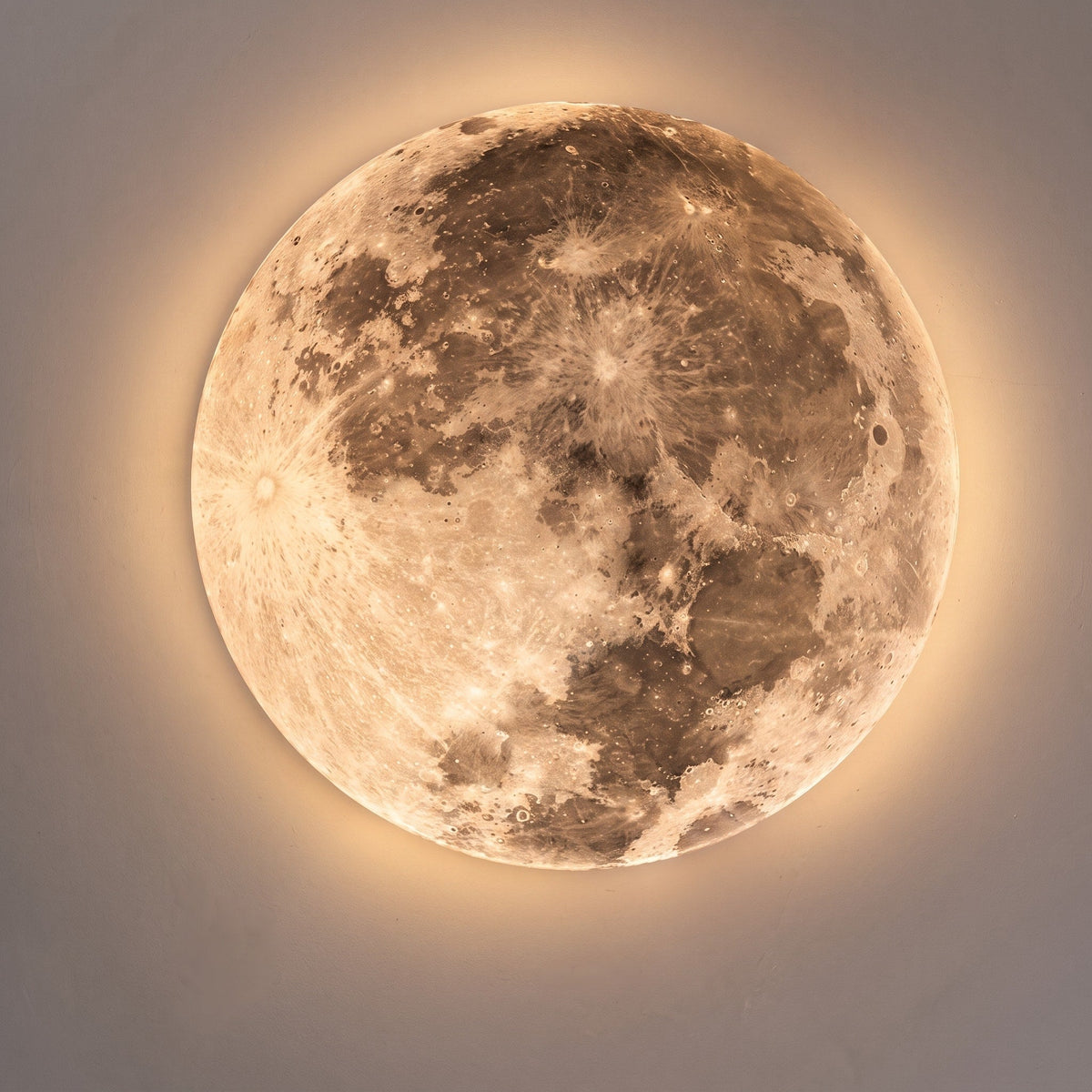 Round Moon Design LED Flush Mount Ceiling Light - Ceiling Light Fixtures - Wood - Oaksoho