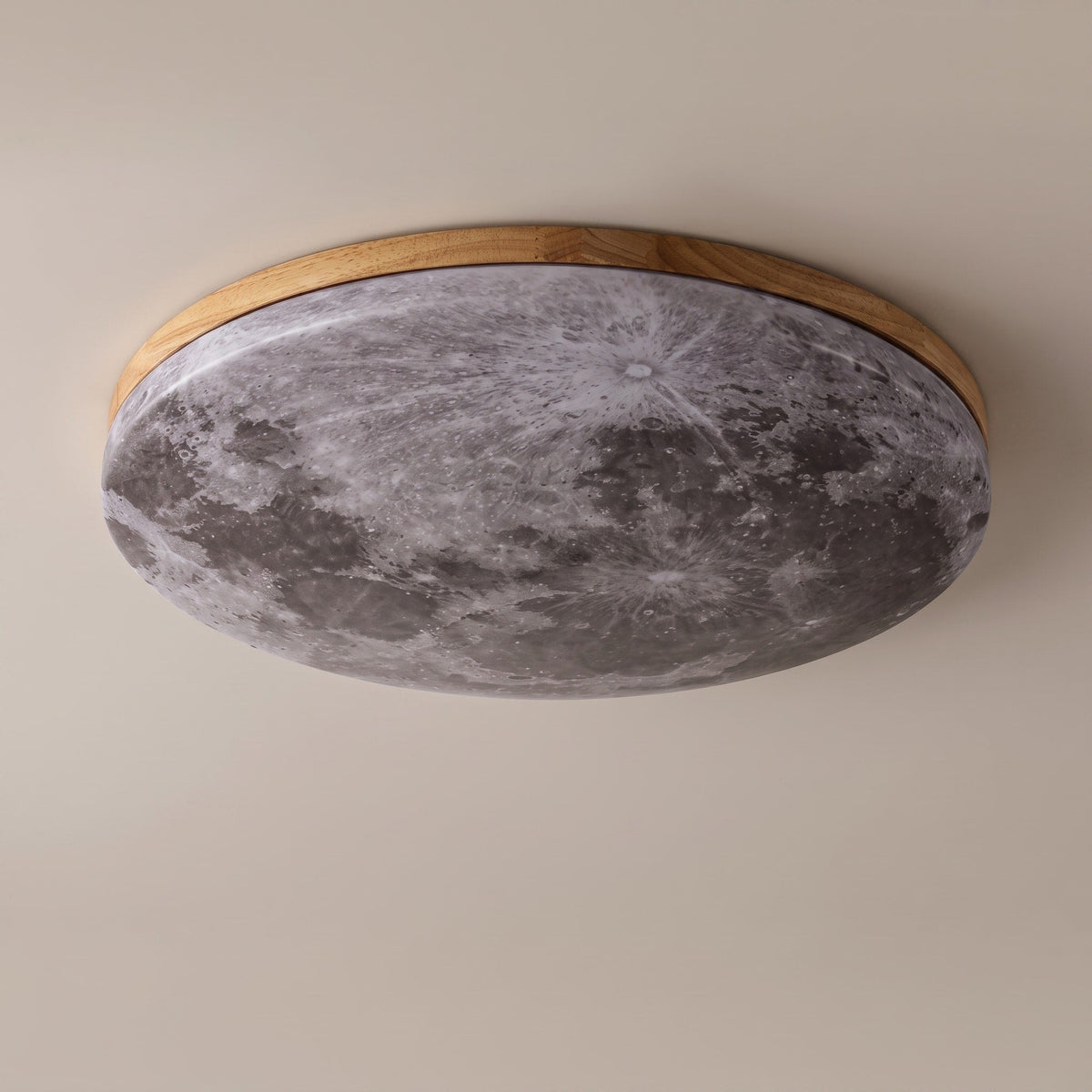 Round Moon Design LED Flush Mount Ceiling Light - Ceiling Light Fixtures - Wood - Oaksoho