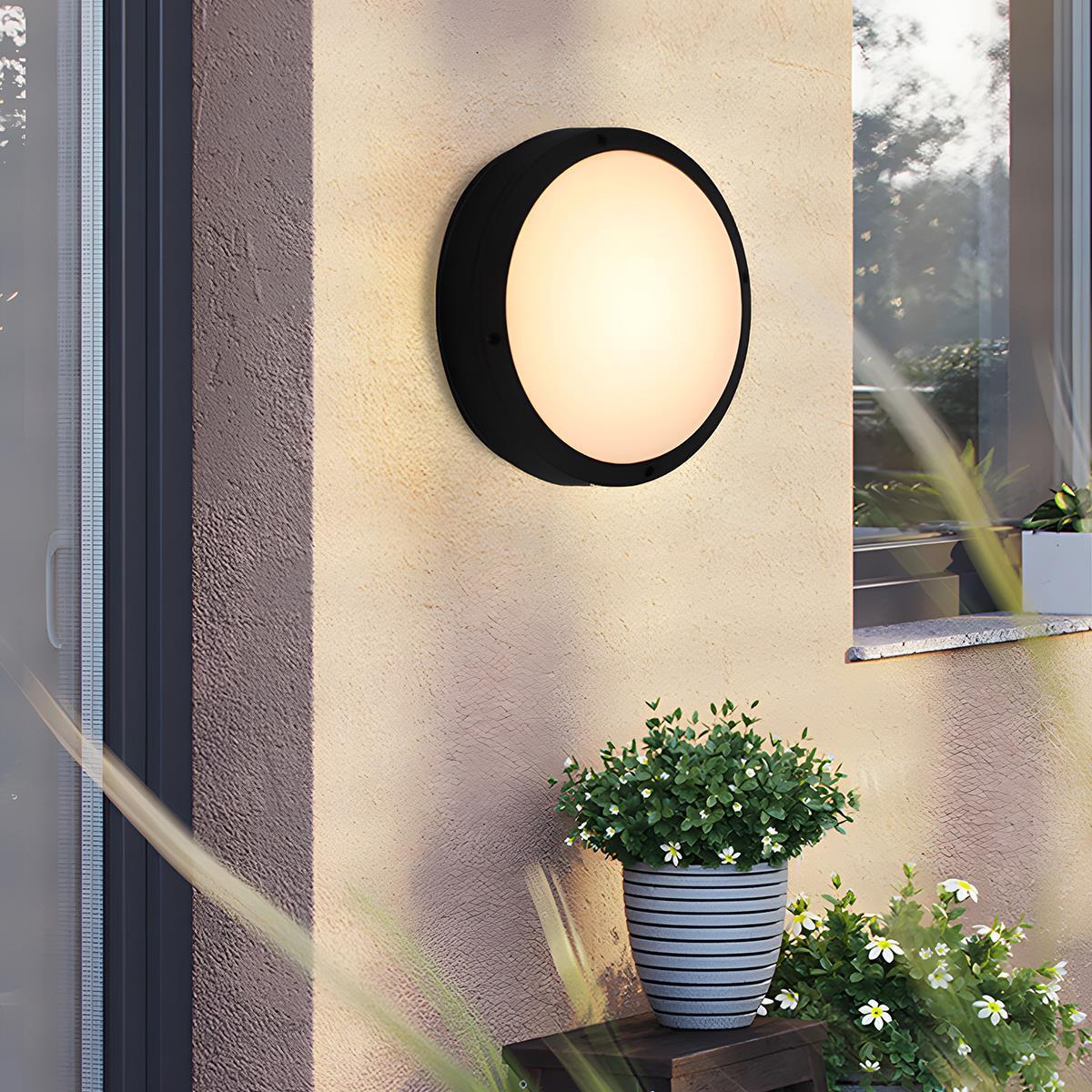 Round Outdoor Wall Light with Segment Grid Design - Wandleuchte - Ring - Round - Oaksoho