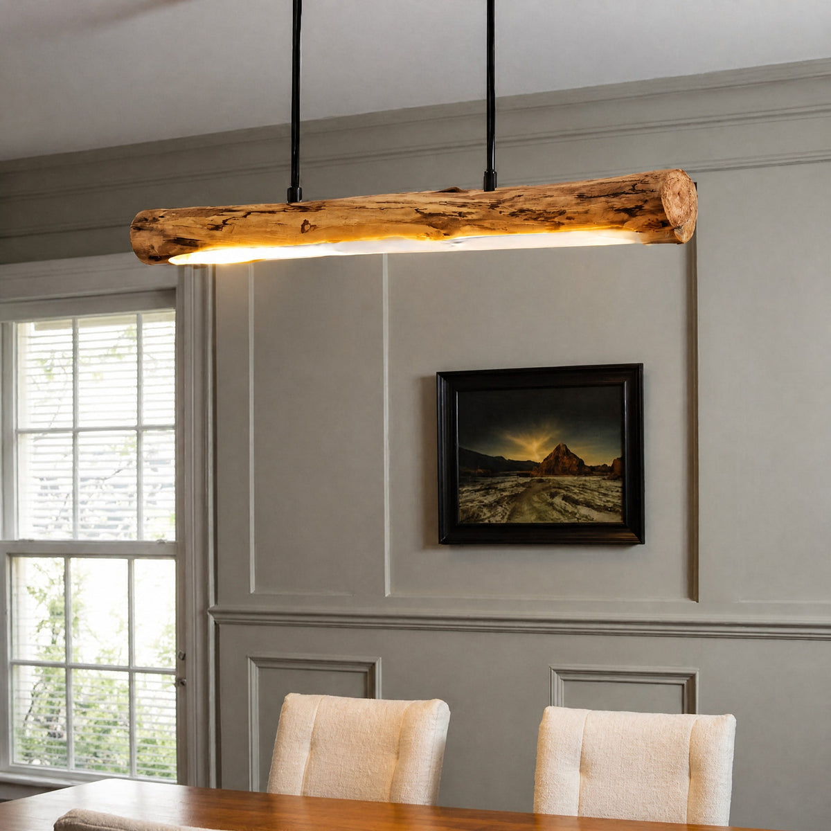 Rustic Wooden Log Pendant Light for Dining Tables - Pendant Light Fixtures - Oaksoho