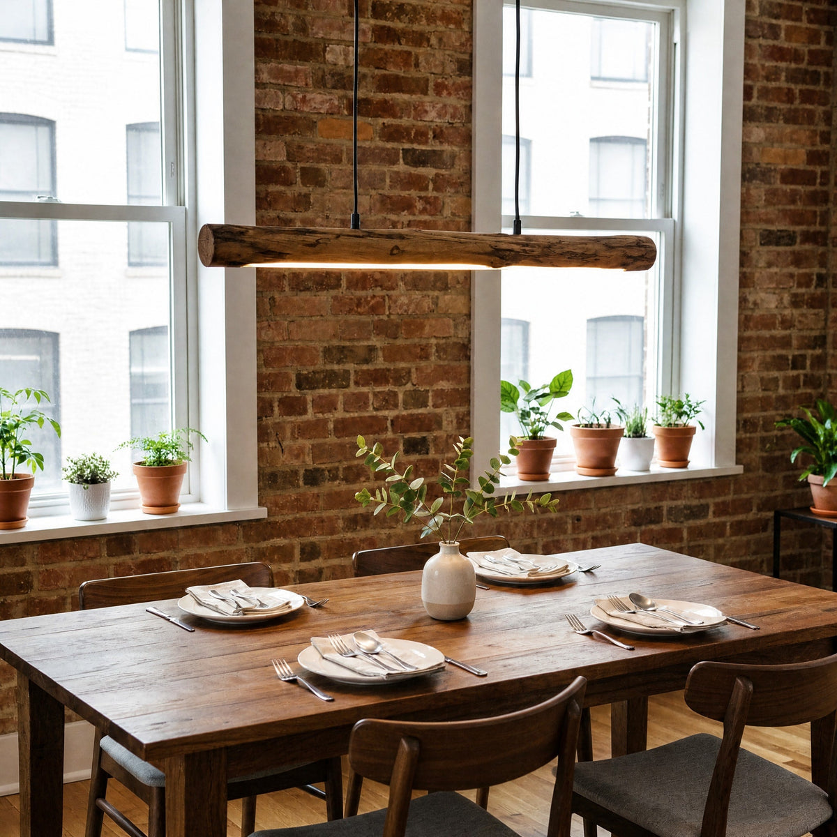 Rustic Wooden Log Pendant Light for Dining Tables - Pendant Light Fixtures - Oaksoho