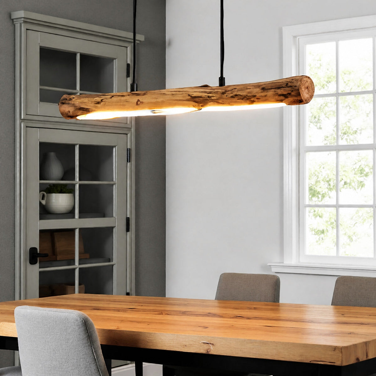 Rustic Wooden Log Pendant Light for Dining Tables - Pendant Light Fixtures - Oaksoho