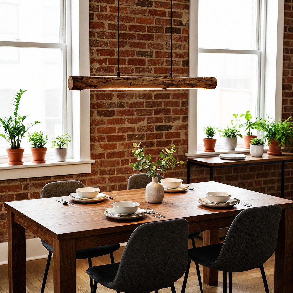 Rustic Wooden Log Pendant Light for Dining Tables - Pendant Light Fixtures - Oaksoho