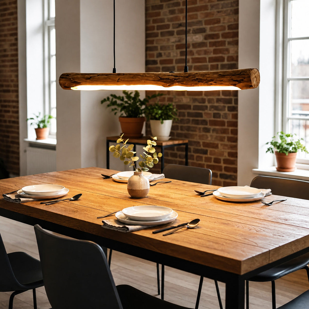 Rustic Wooden Log Pendant Light for Dining Tables - Pendant Light Fixtures - Oaksoho