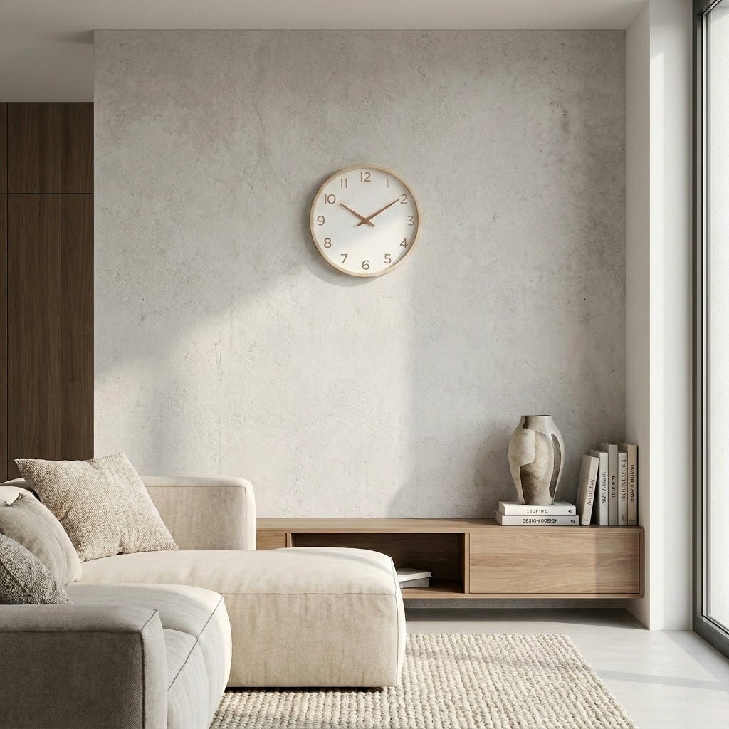 Samuel – Silent Analogue Wall Clock Made of Solid Wood - Wanduhr - Cream - Oaksoho