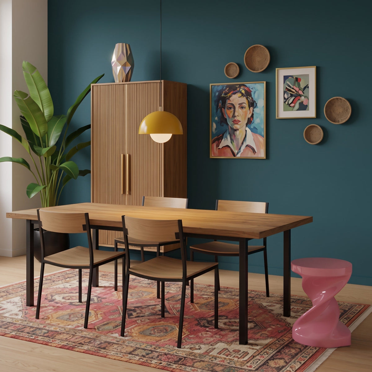 Scandinavian Retro Dome Pendant Light - Pendant Light Fixtures - Yellow - Oak Soho