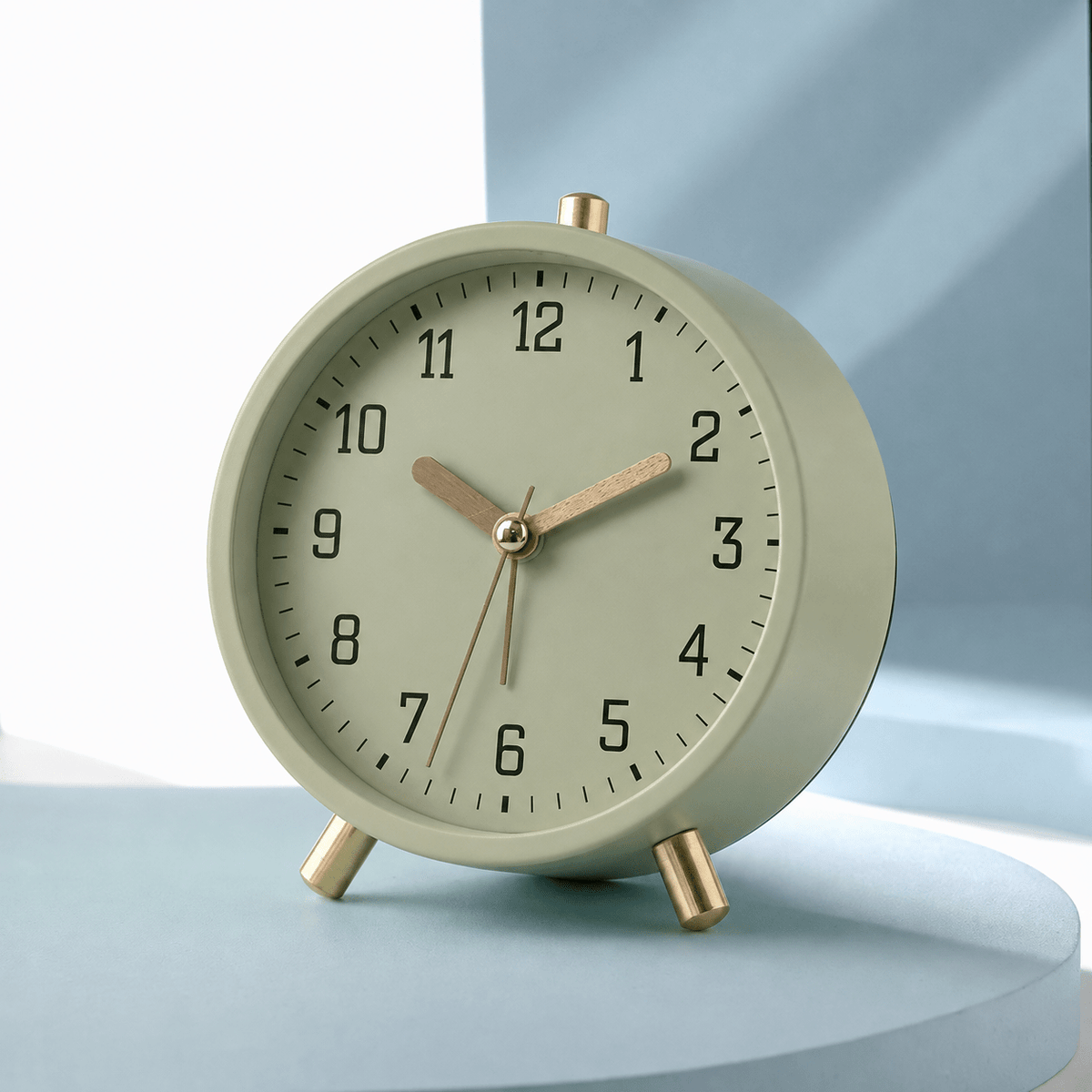 Scandinavian Round Silent Desk Clock with Brass Accents - Desk Clock - Green - Oaksoho