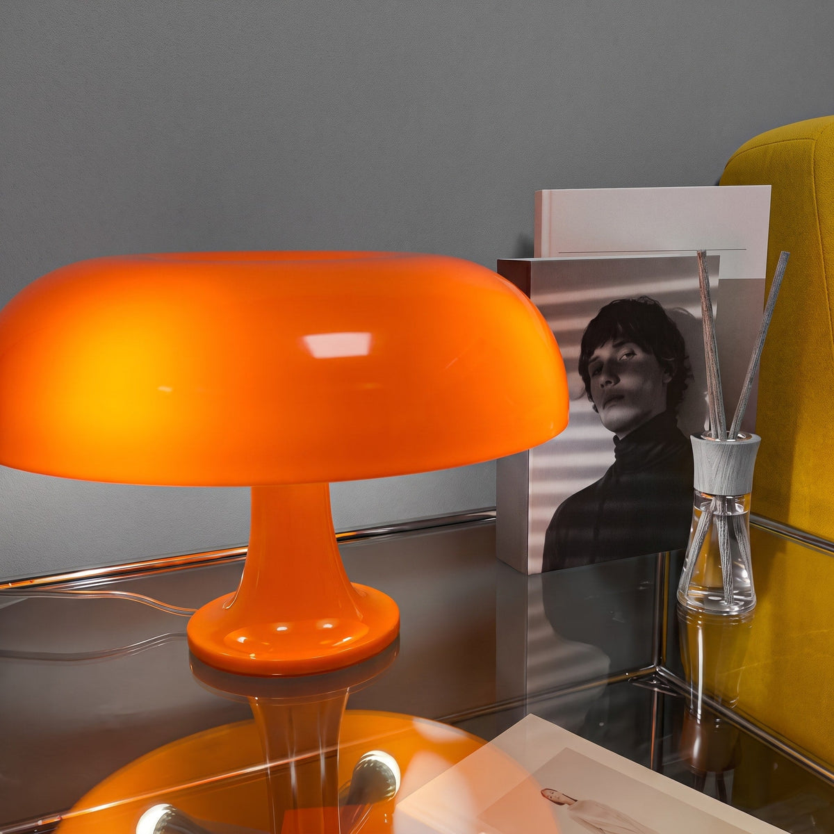 Scandinavian Style Mushroom Table Lamp Dome Shade - Table Lamps - Orange - Oaksoho