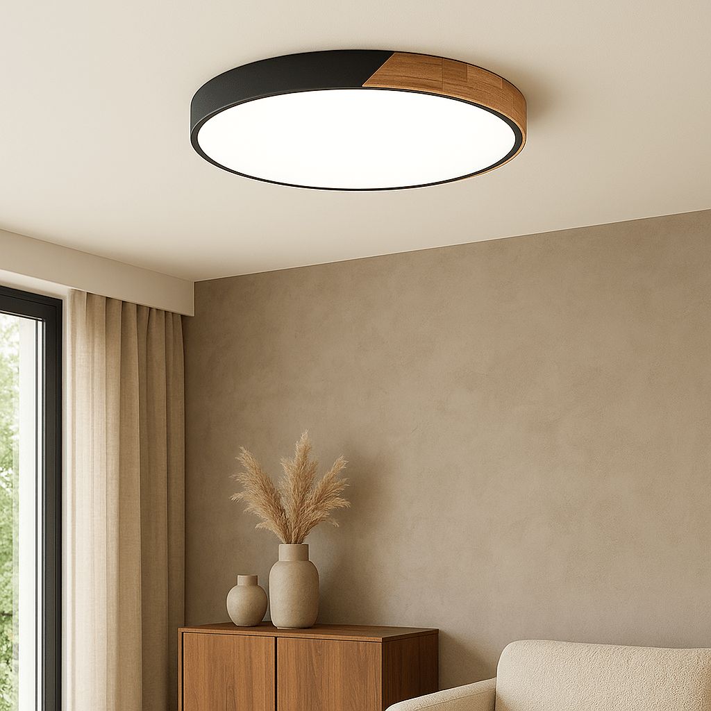 Scandinavian Wooden Ceiling Lamp – Modern Minimalist LED Design - Deckenlampen - Black - Oaksoho