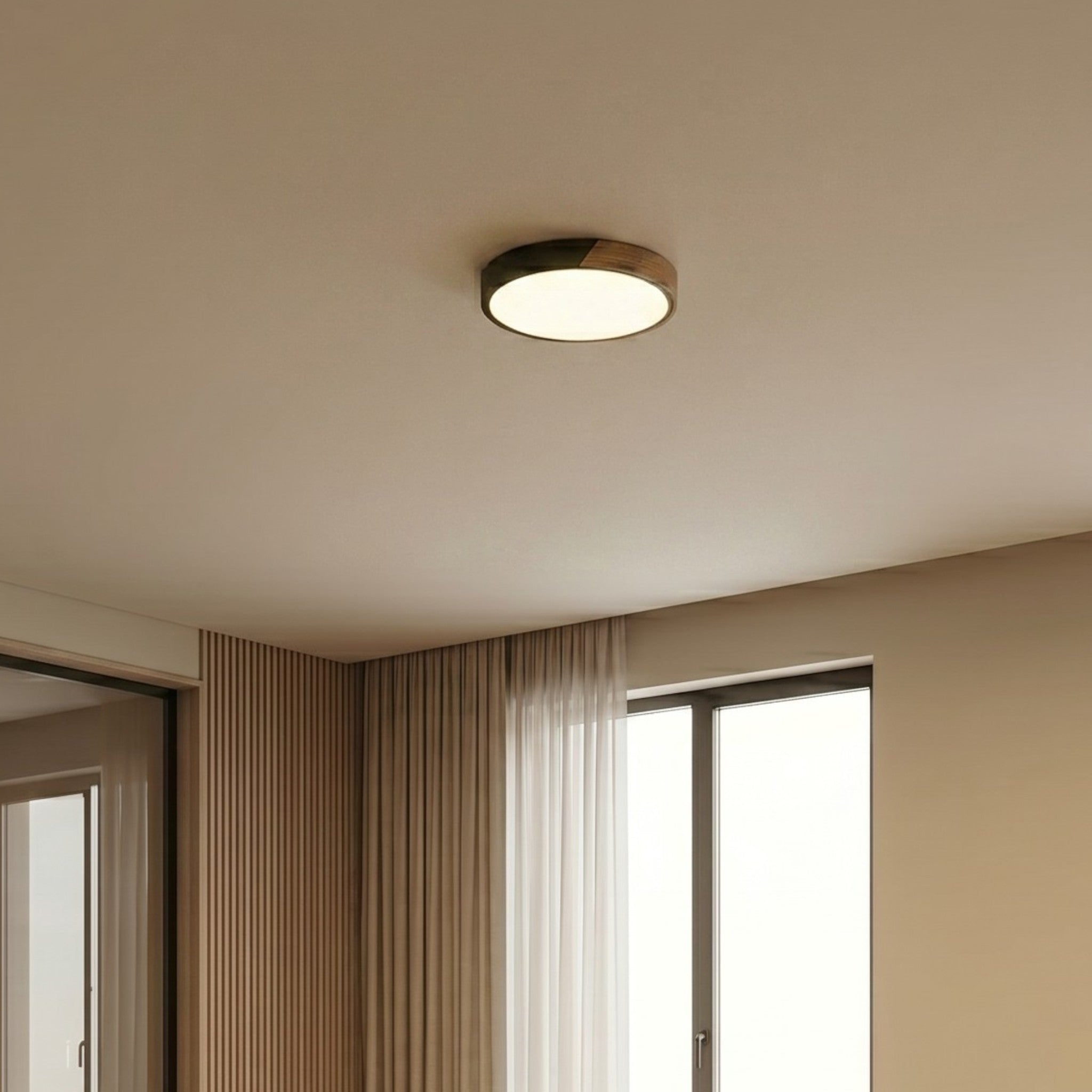 Scandinavian Wooden Ceiling Lamp – Modern Minimalist LED Design - Deckenlampen - Black - Oaksoho