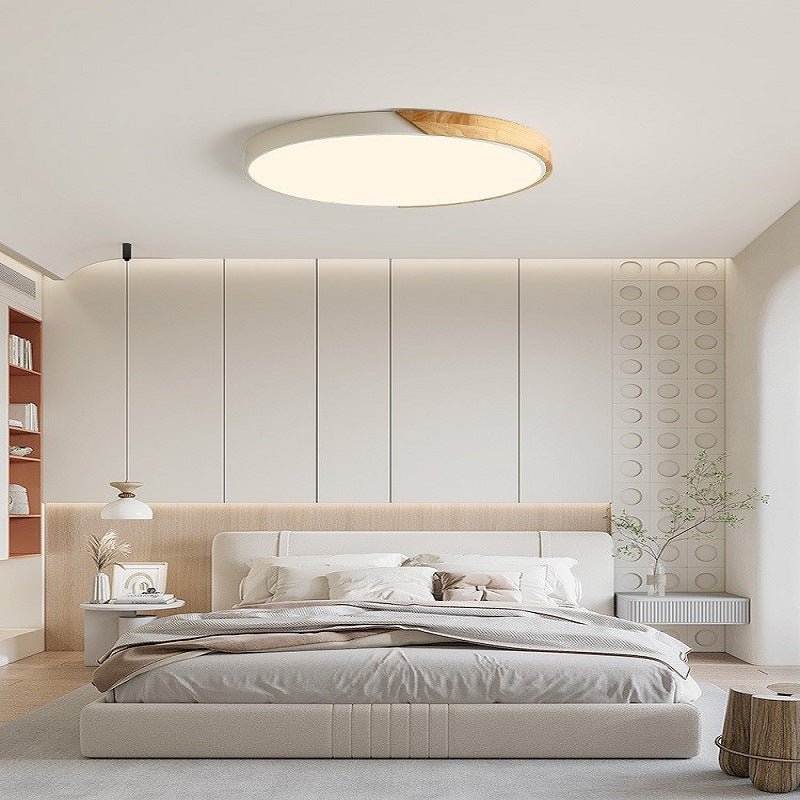 Scandinavian Wooden Ceiling Lamp – Modern Minimalist LED Design - Deckenlampen - White - Oaksoho