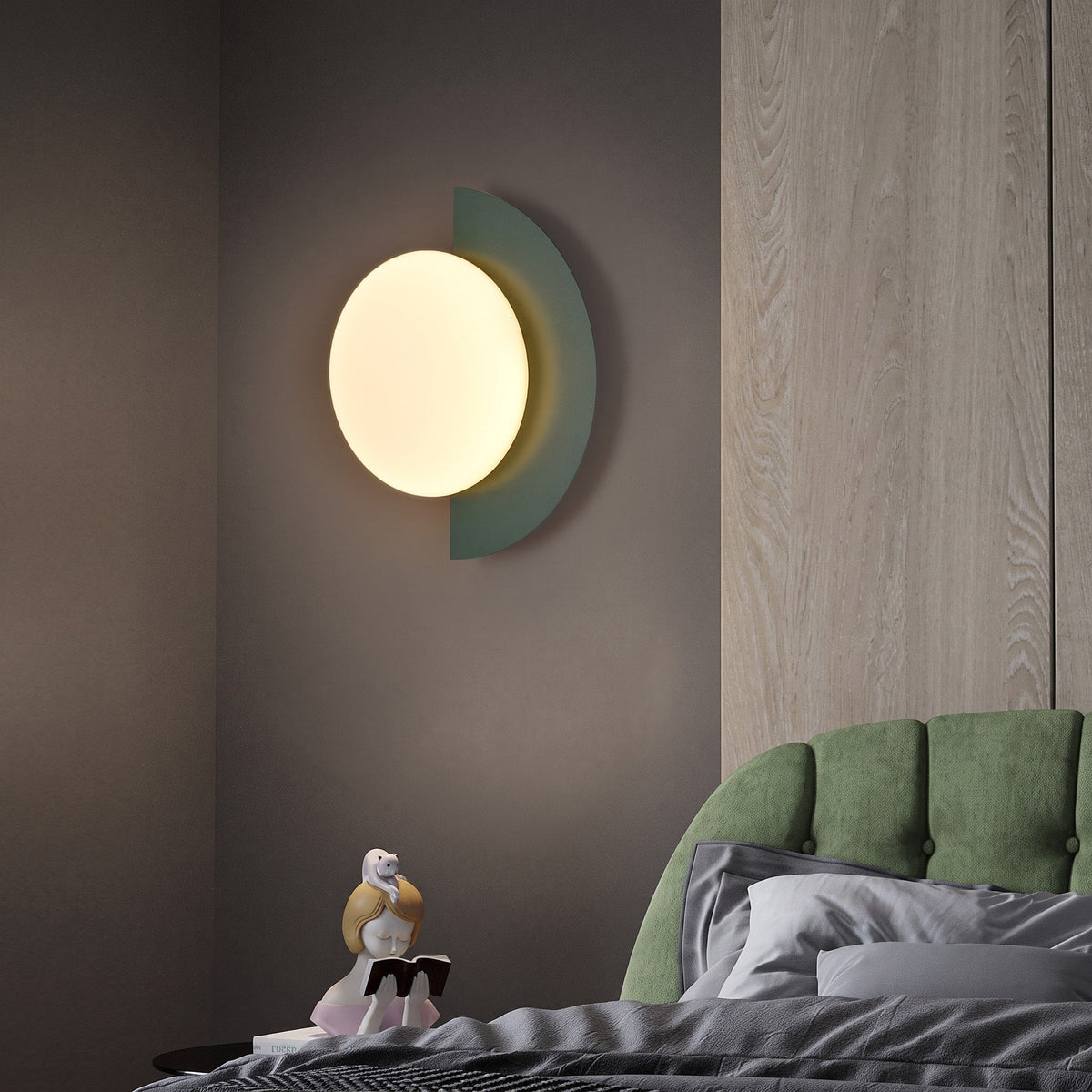 Semicircle Wall Lamp with Sphere Diffuser for Modern Interiors - Wall Light Fixtures - Green - Oaksoho