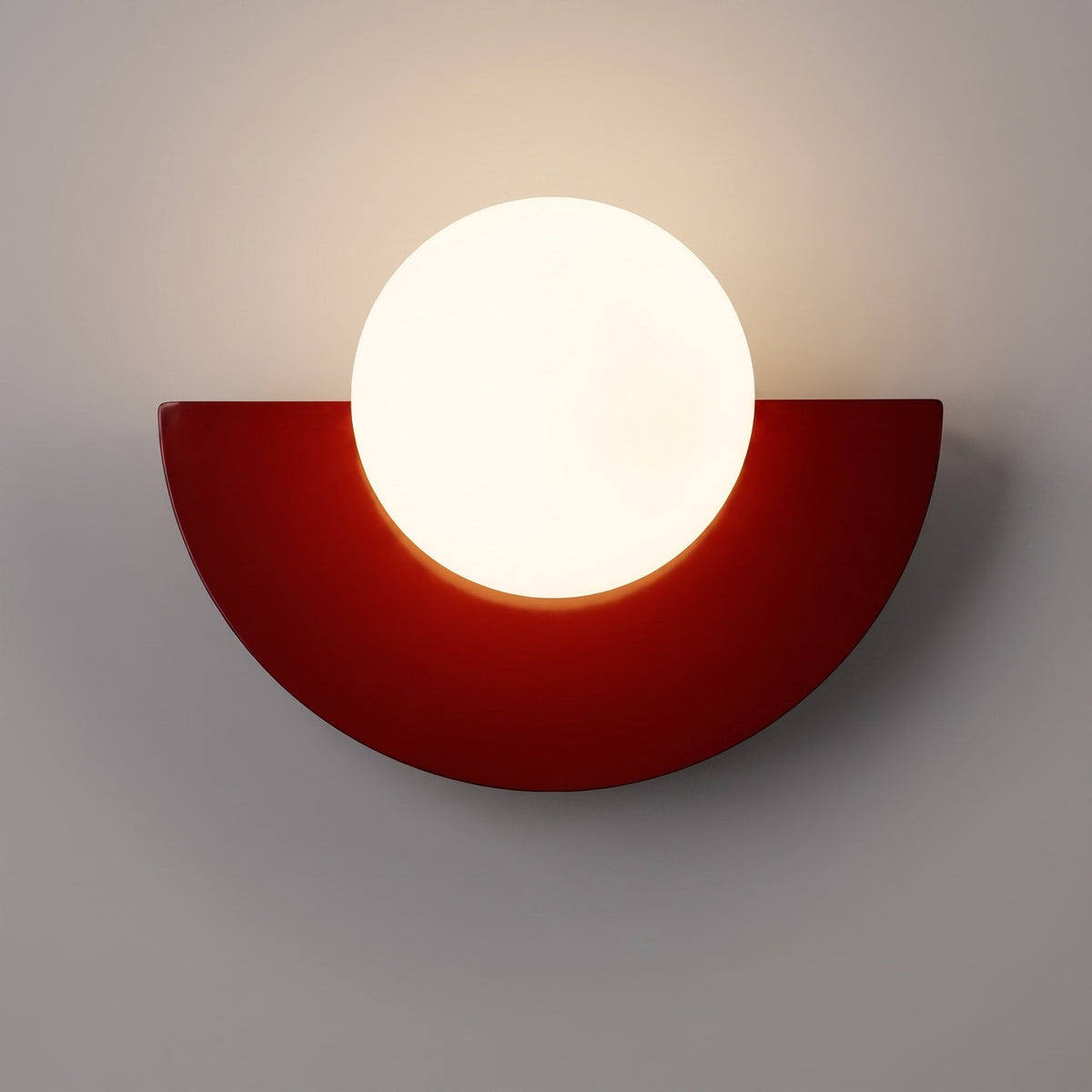 Semicircle Wall Lamp with Sphere Diffuser for Modern Interiors - Wall Light Fixtures - Red - Oaksoho