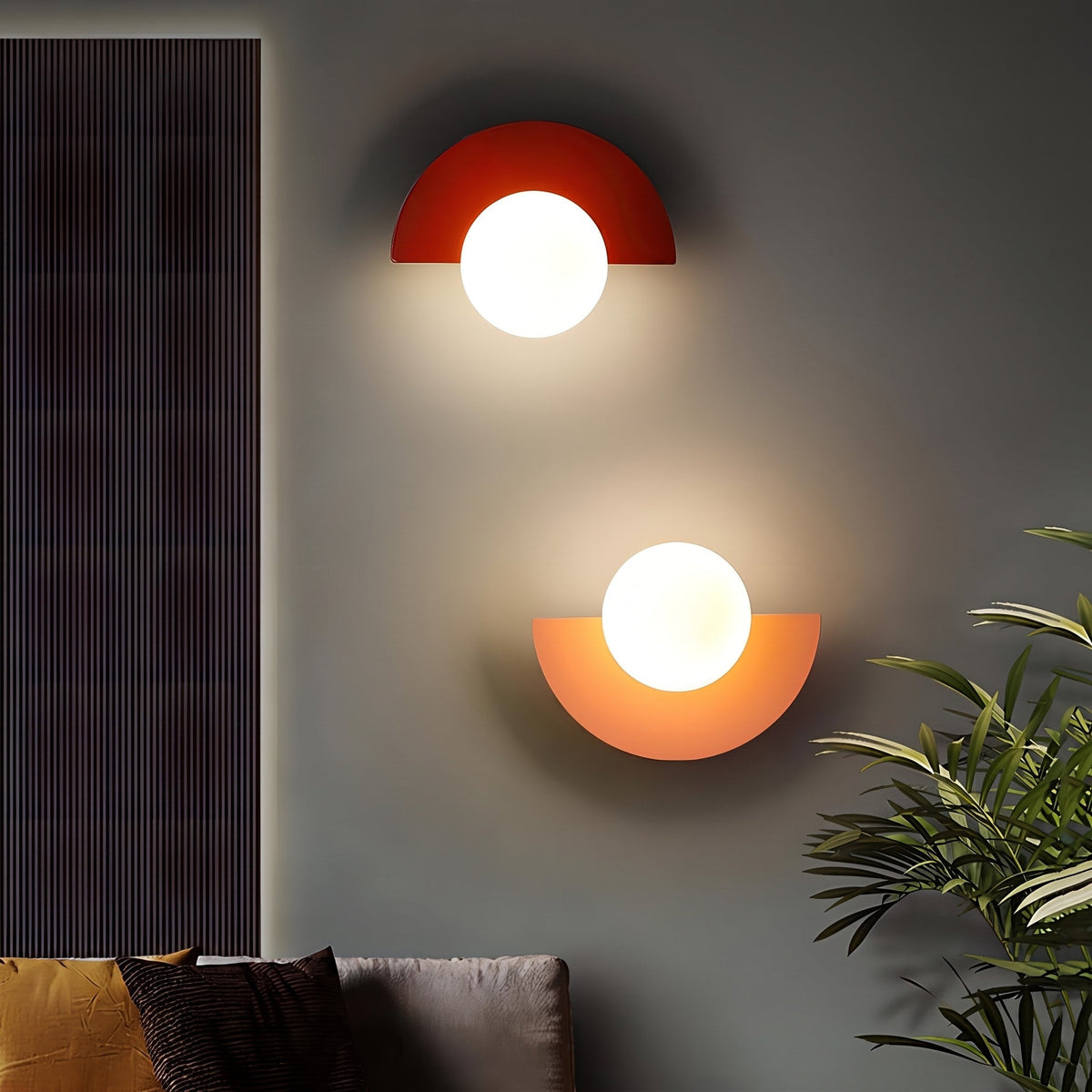 Semicircle Wall Lamp with Sphere Diffuser for Modern Interiors - Wall Light Fixtures - Pink - Oaksoho
