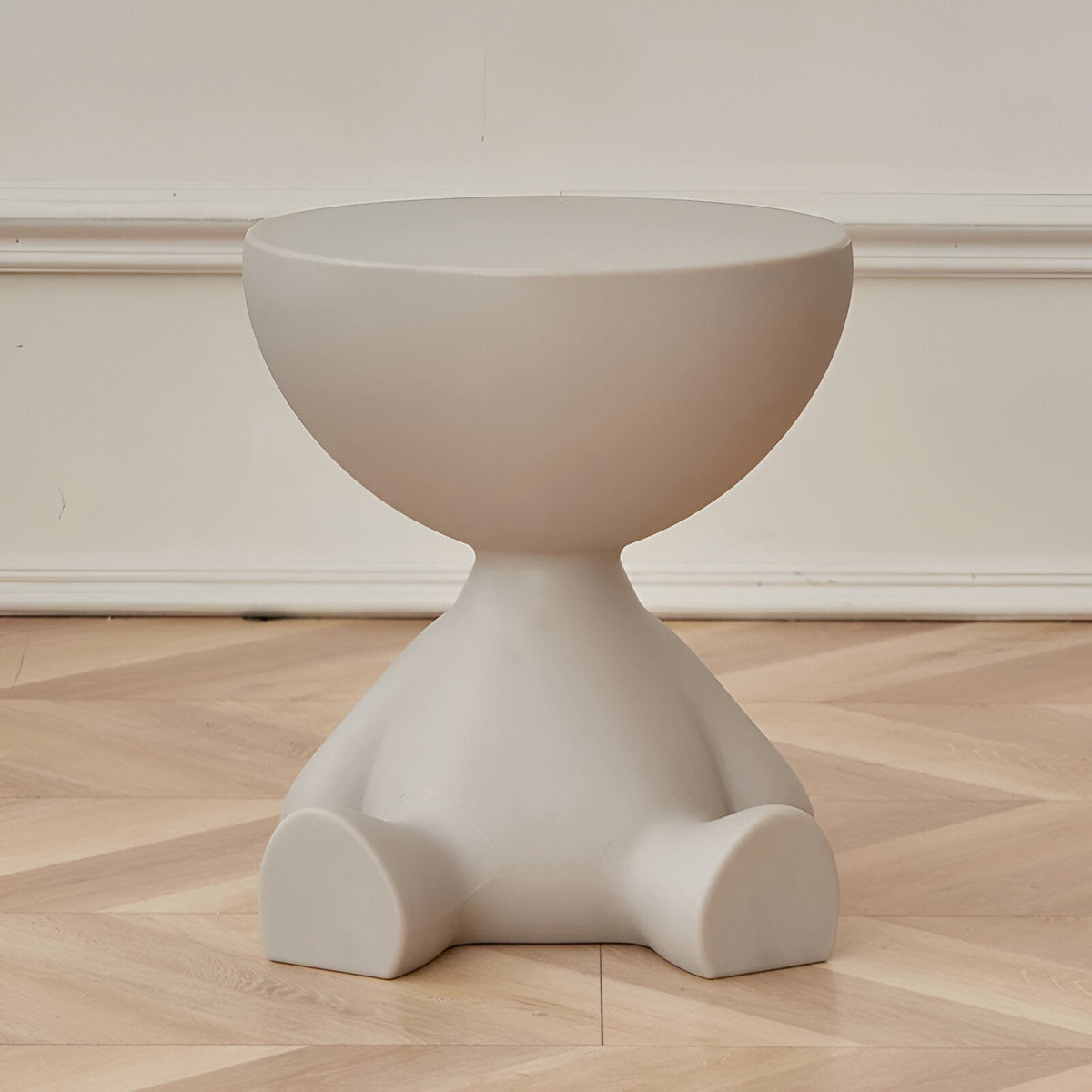 Sitting Figure Side Table Novelty Round Accent Table - End Tables - Grey - Oak Soho
