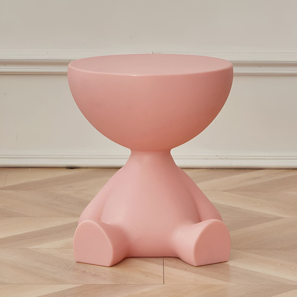 Sitting Figure Side Table Novelty Round Accent Table - End Tables - Pink - Oak Soho