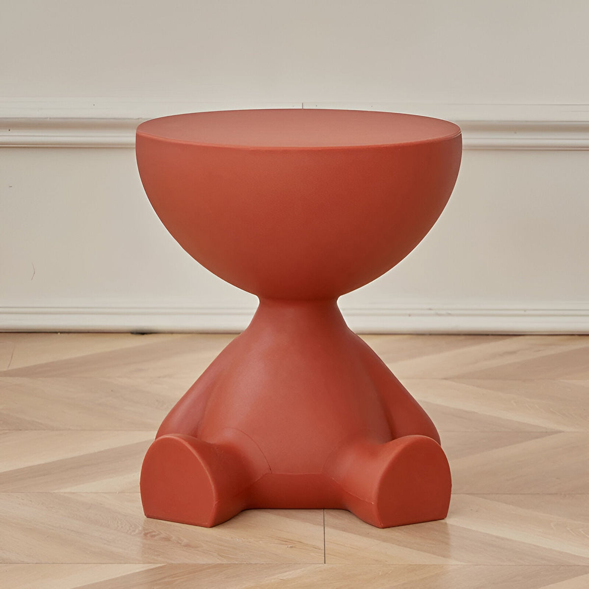 Sitting Figure Side Table Novelty Round Accent Table - End Tables - Red - Oak Soho