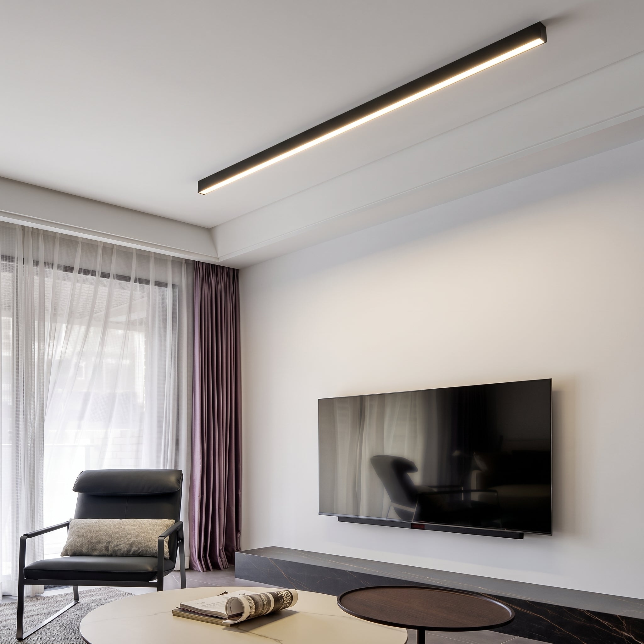 Slim LED Bar Ceiling Light Linear Panel Flat - Ceiling Light Fixtures - White - Oaksoho