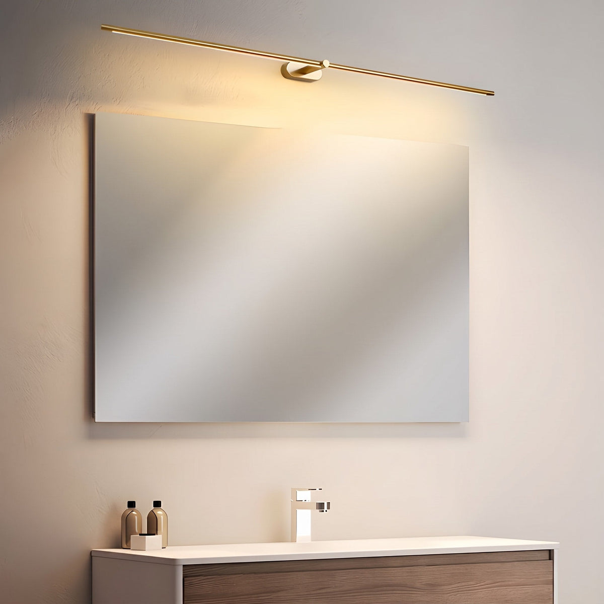 Slim Linear LED Wall Light for Bathroom Mirrors - Wall Light Fixtures - Gold - Oaksoho