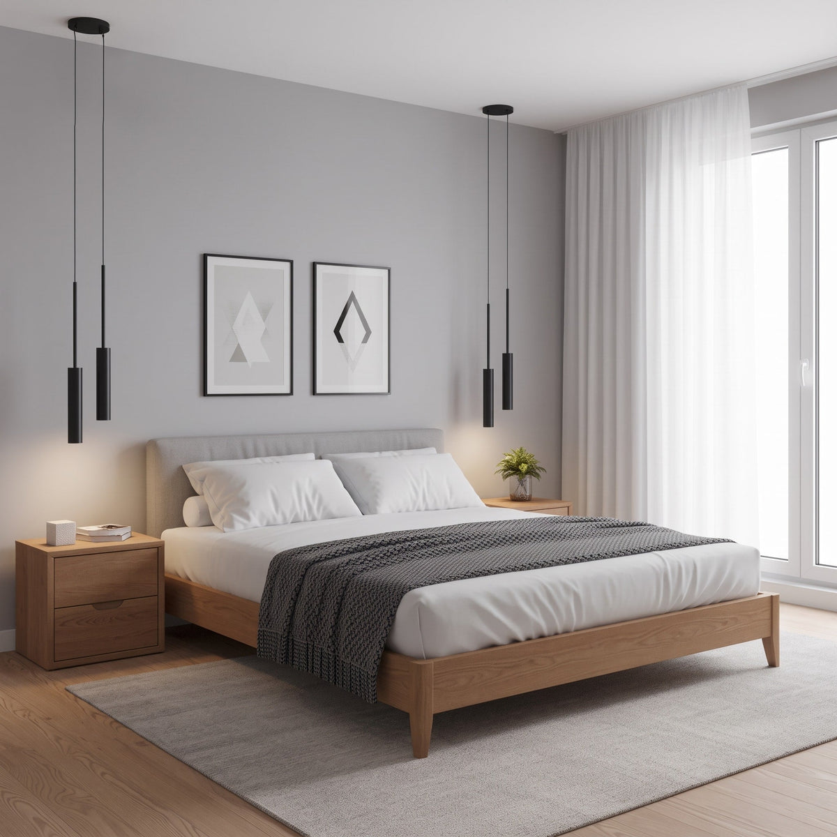 Slim Pendant Ceiling Light with Adjustable Spotlight Head - Pendant Light Fixtures - Black - Oak Soho