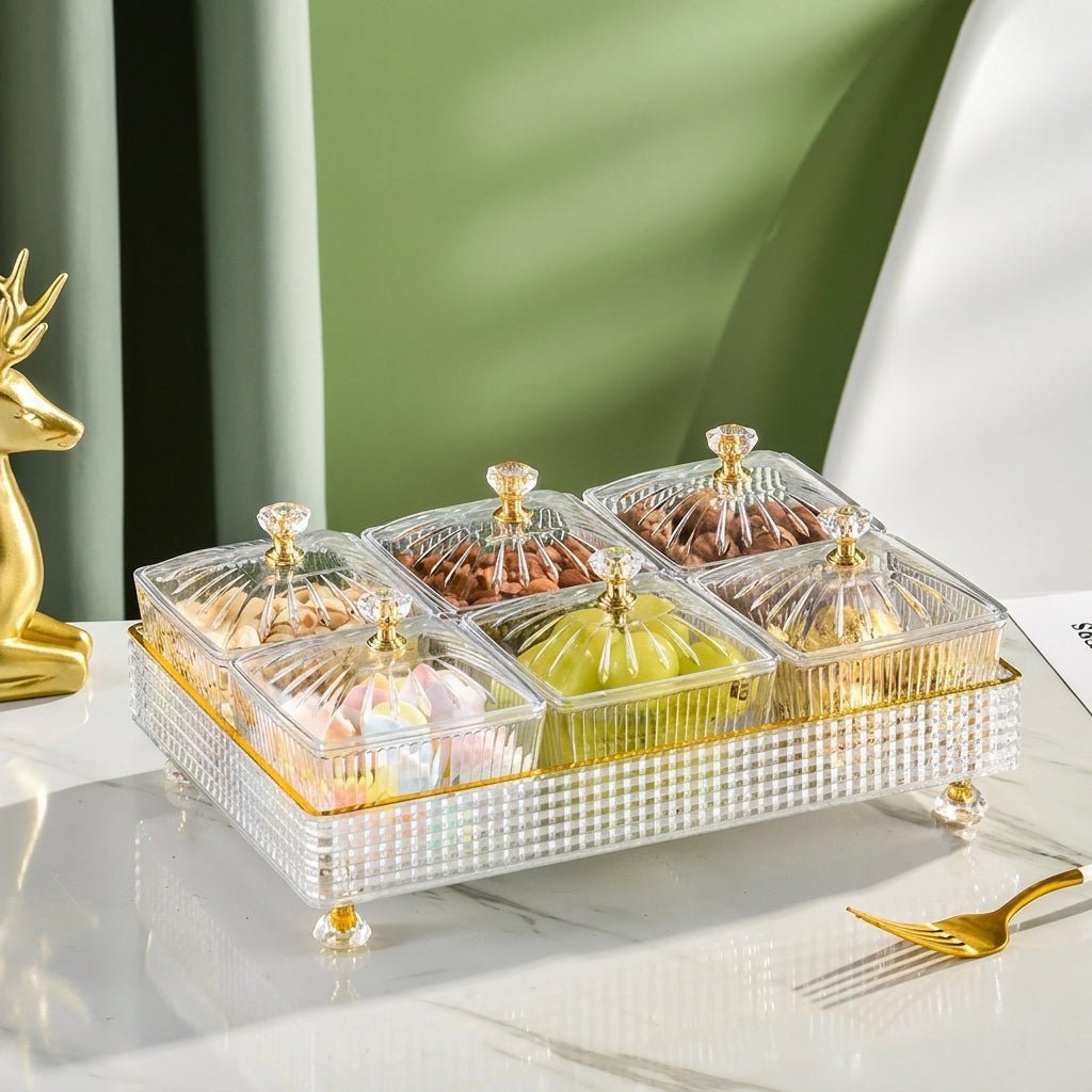 Snack Tray with Lid and Compartments - Organiser - White - Oaksoho