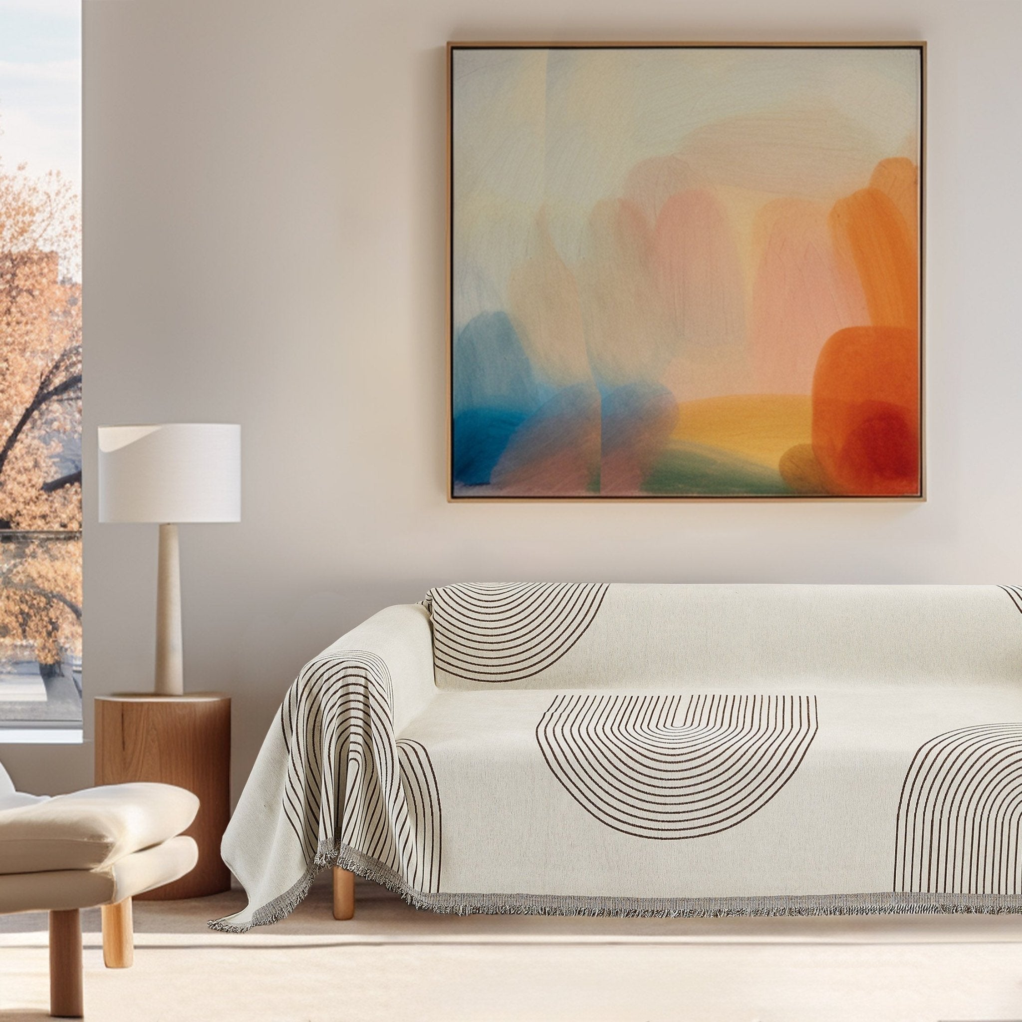 Sofa Throw with Modern Geometric Pattern - Living Room - Cocoa - Oaksoho