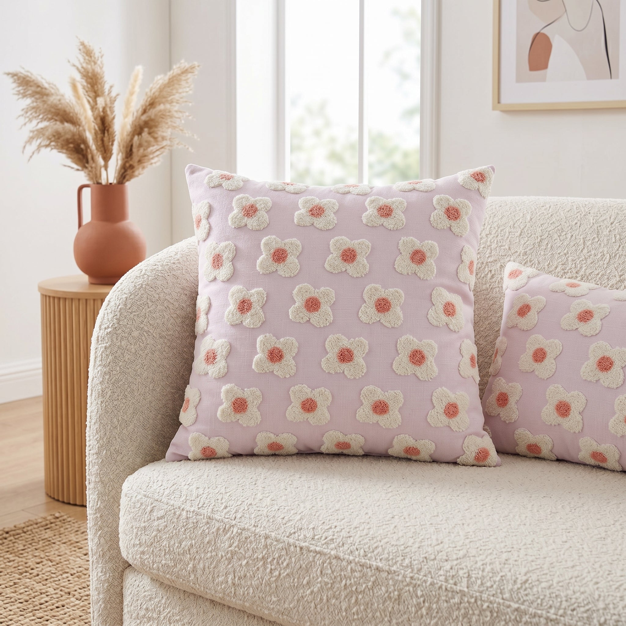 Soft Cushion Covers with Floral Pattern - Cushion Covers - Purple - Oaksoho