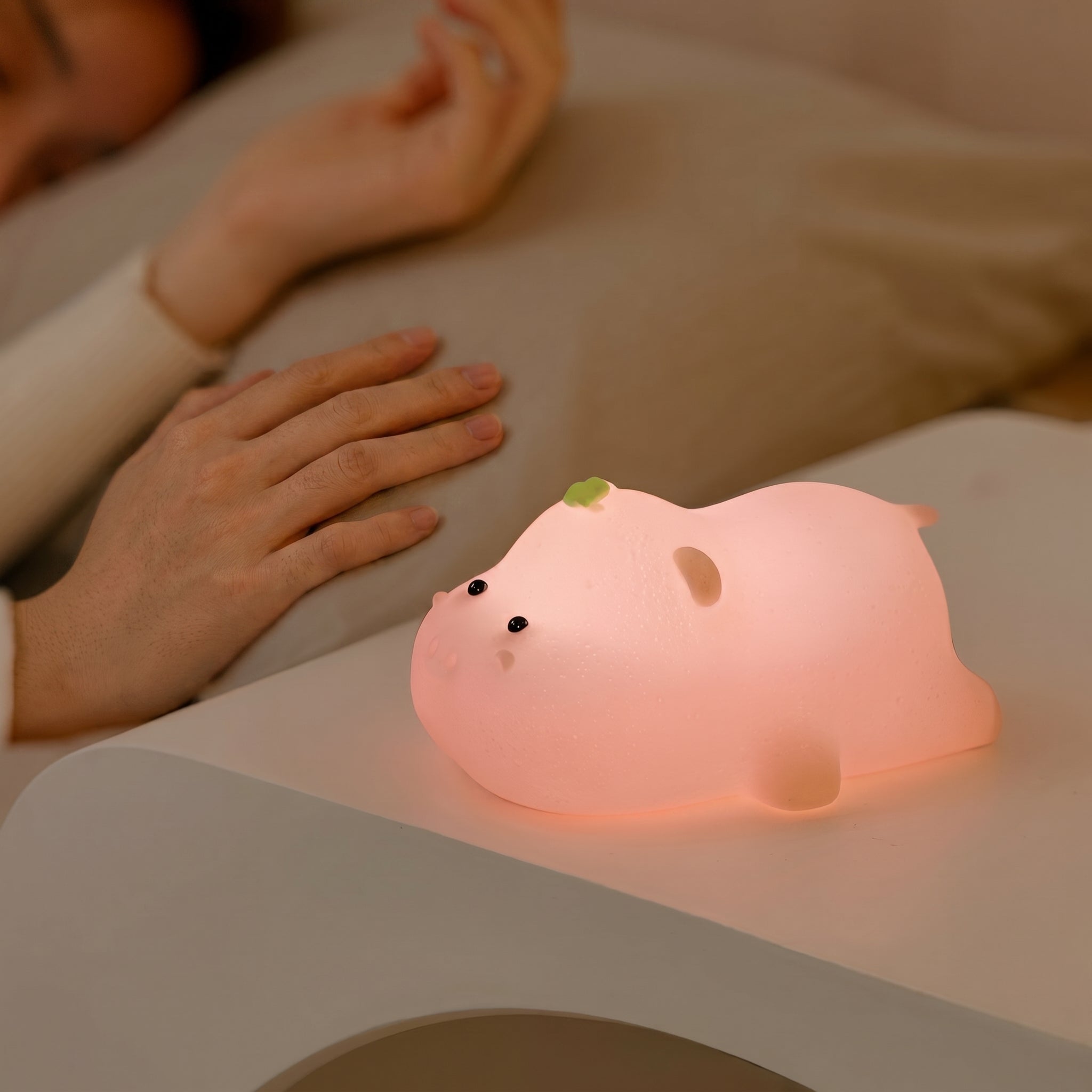 Soft LED Night Light Cute Animal Design - Night Light - Baby Hippo - Oaksoho