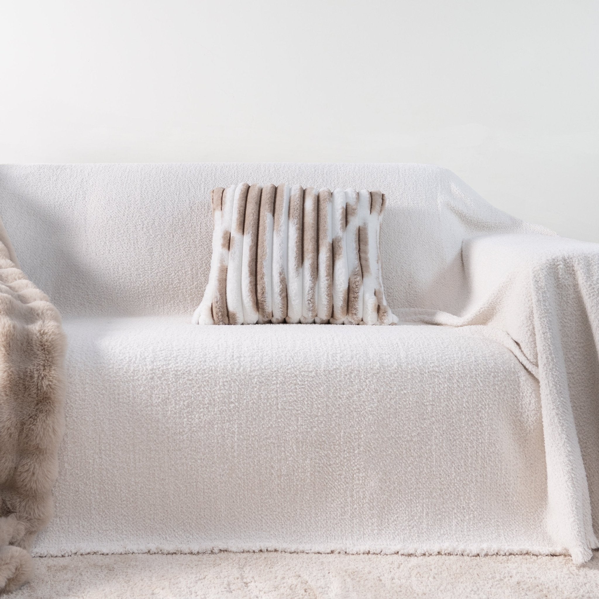 Soft Pillowcase with Hidden Zipper - Living Room - Ivory - Oaksoho