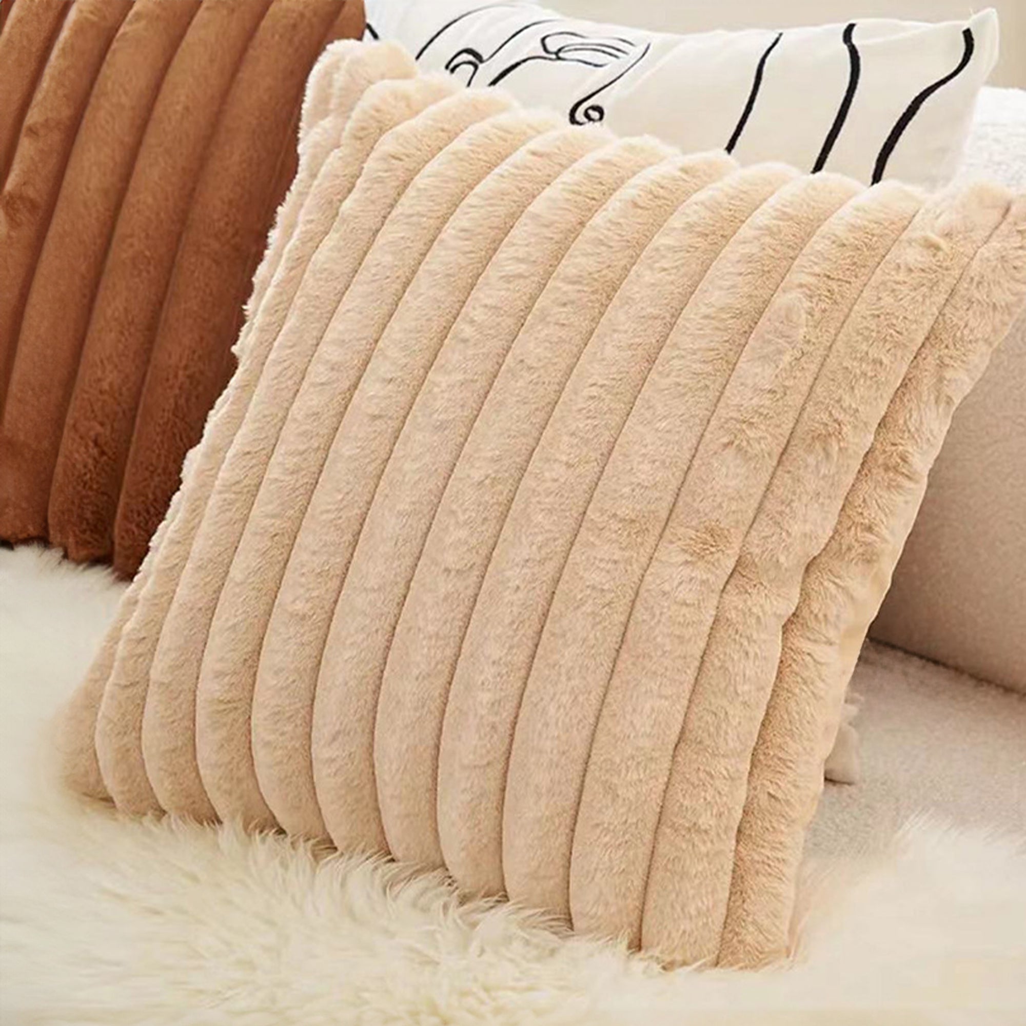Soft Pillowcase with Hidden Zipper - Living Room - Soft Peach - Oaksoho