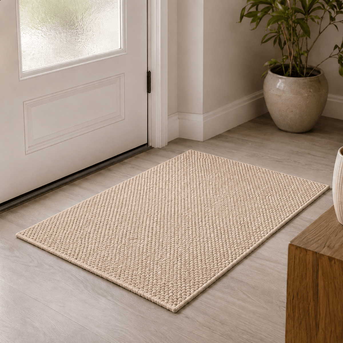 Soft Plush Bladder Texture Non-Slip Door Mat Rug - Door Mats - Beige - Oaksoho