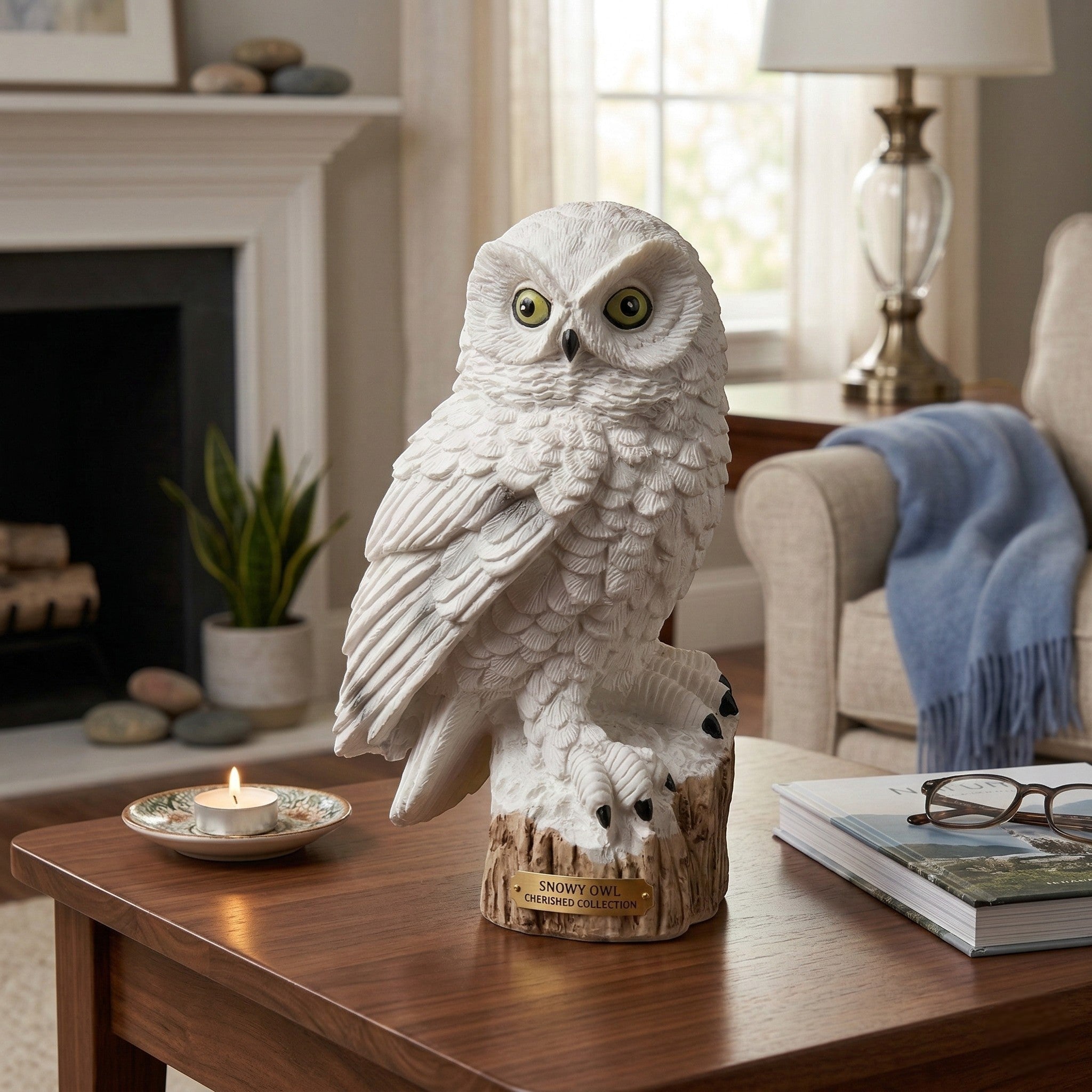 Solar Garden Light Owl with Realistic Design - Garden Light - White - Oaksoho