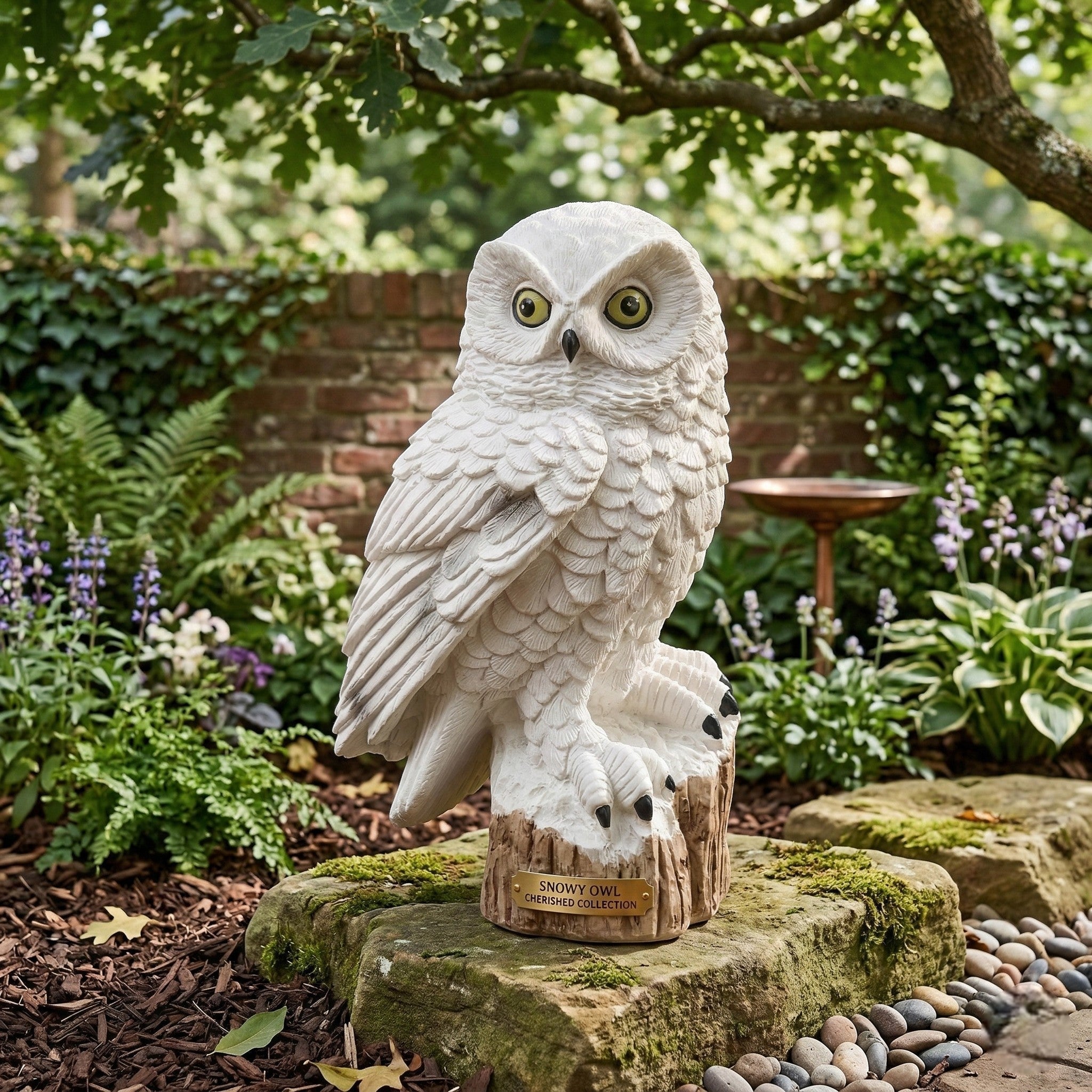 Solar Garden Light Owl with Realistic Design - Garden Light - White - Oaksoho