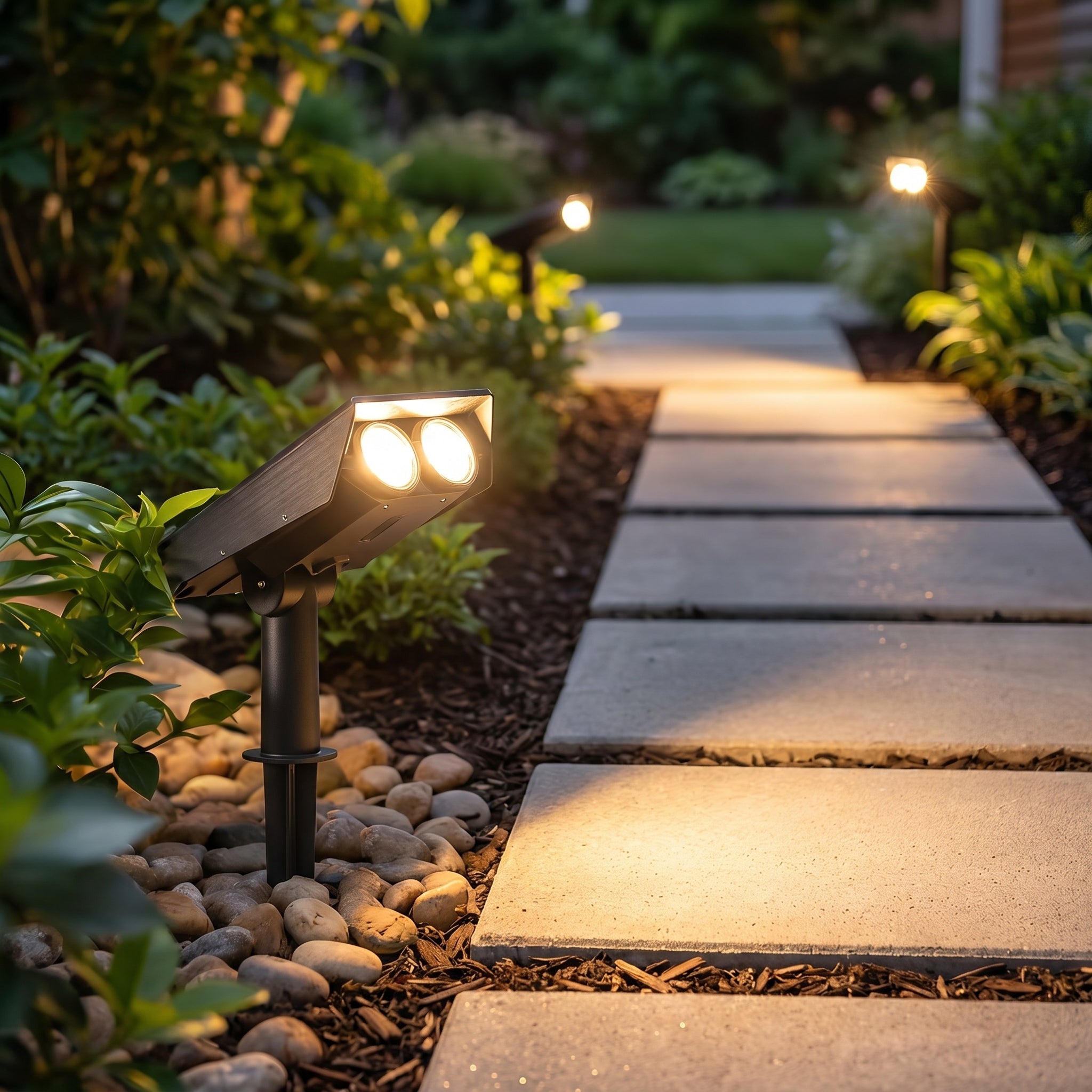 Solar LED Ground Spike Spotlight for Gardens and Pathways - Garden Light - RGB - Oaksoho