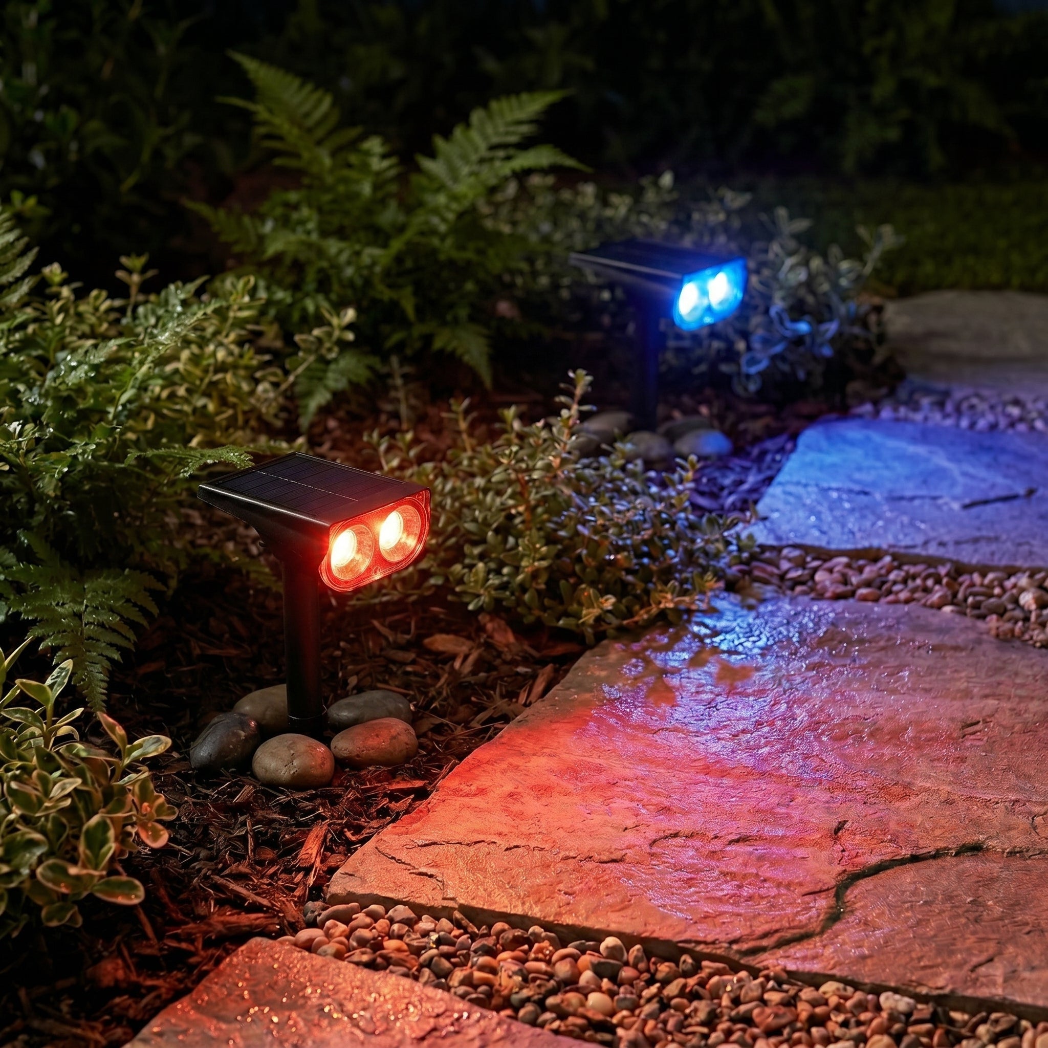 Solar LED Ground Spike Spotlight for Gardens and Pathways - Garden Light - RGB - Oaksoho