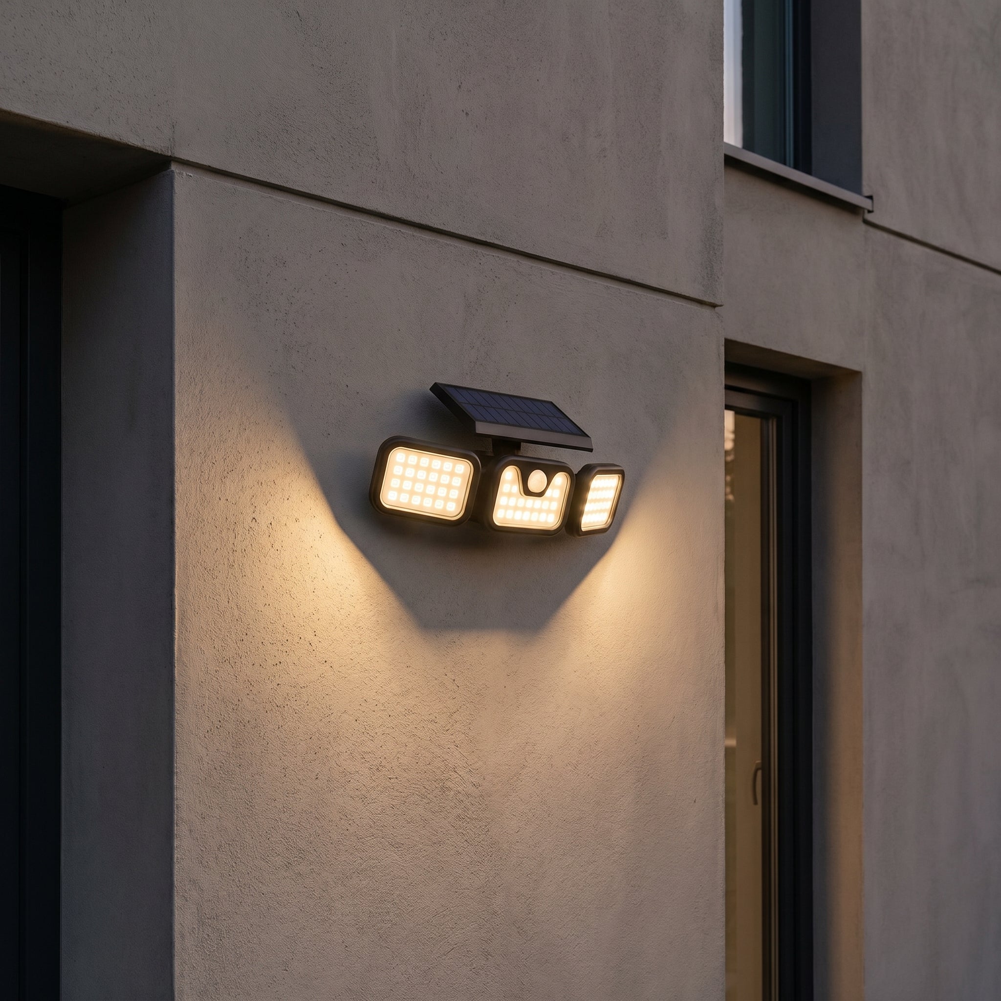 Solar - Powered 3 - Head Motion Sensor Security Light - Wall Lights - Oaksoho