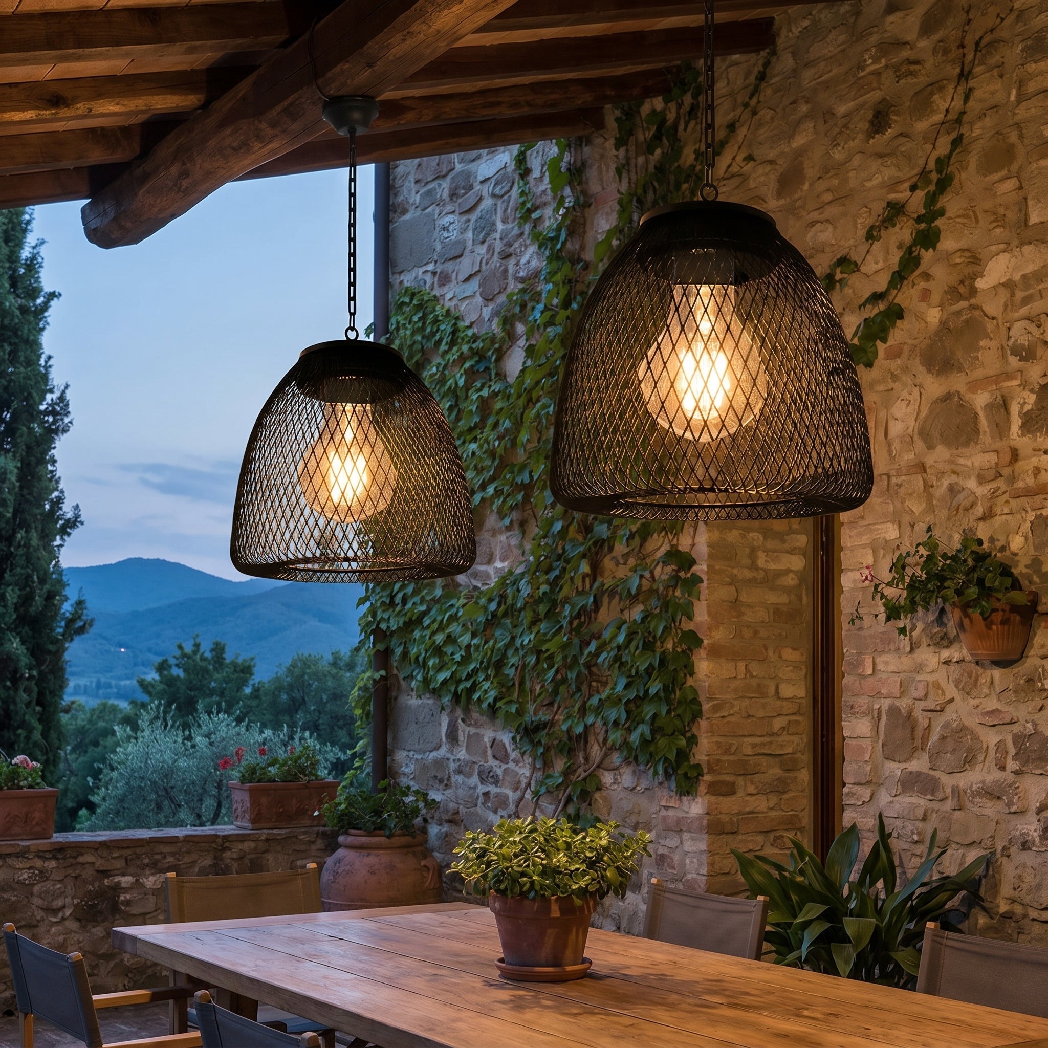 Solar - Powered Woven Rattan Pendant Light - Pendant Lights - Iron - Oaksoho
