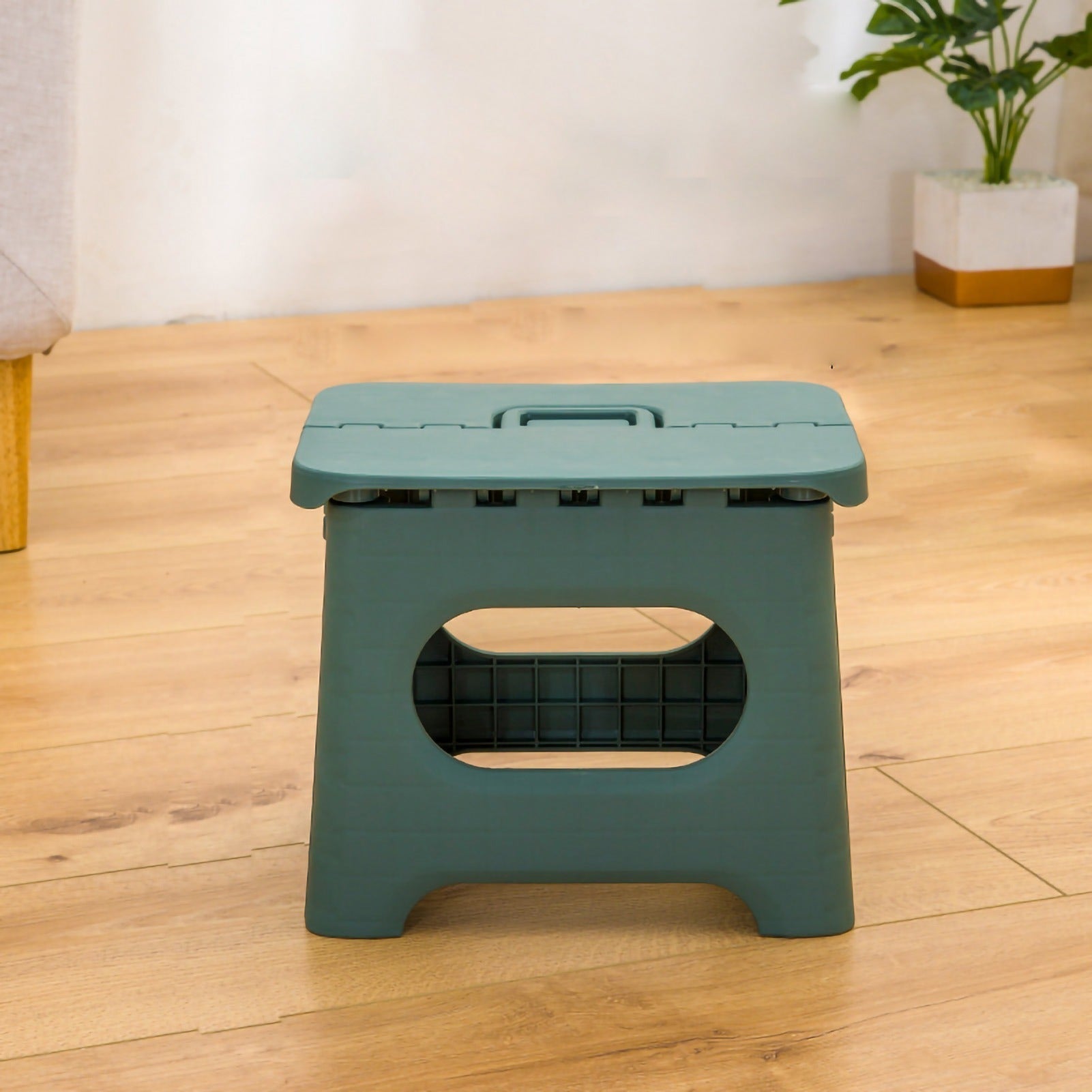 Stable Folding Stool with Handle - Stool - Green - Oaksoho
