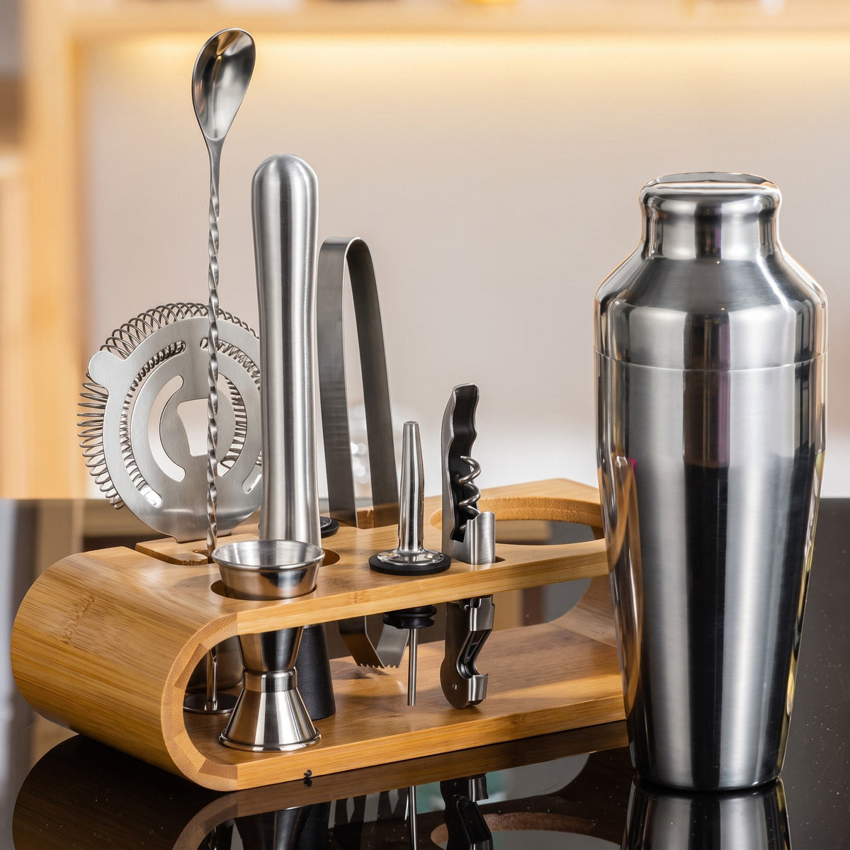 Stainless Steel Cocktail Shaker Bar Tool Set - Cocktail & Barware Tool Sets - Silver - Oaksoho