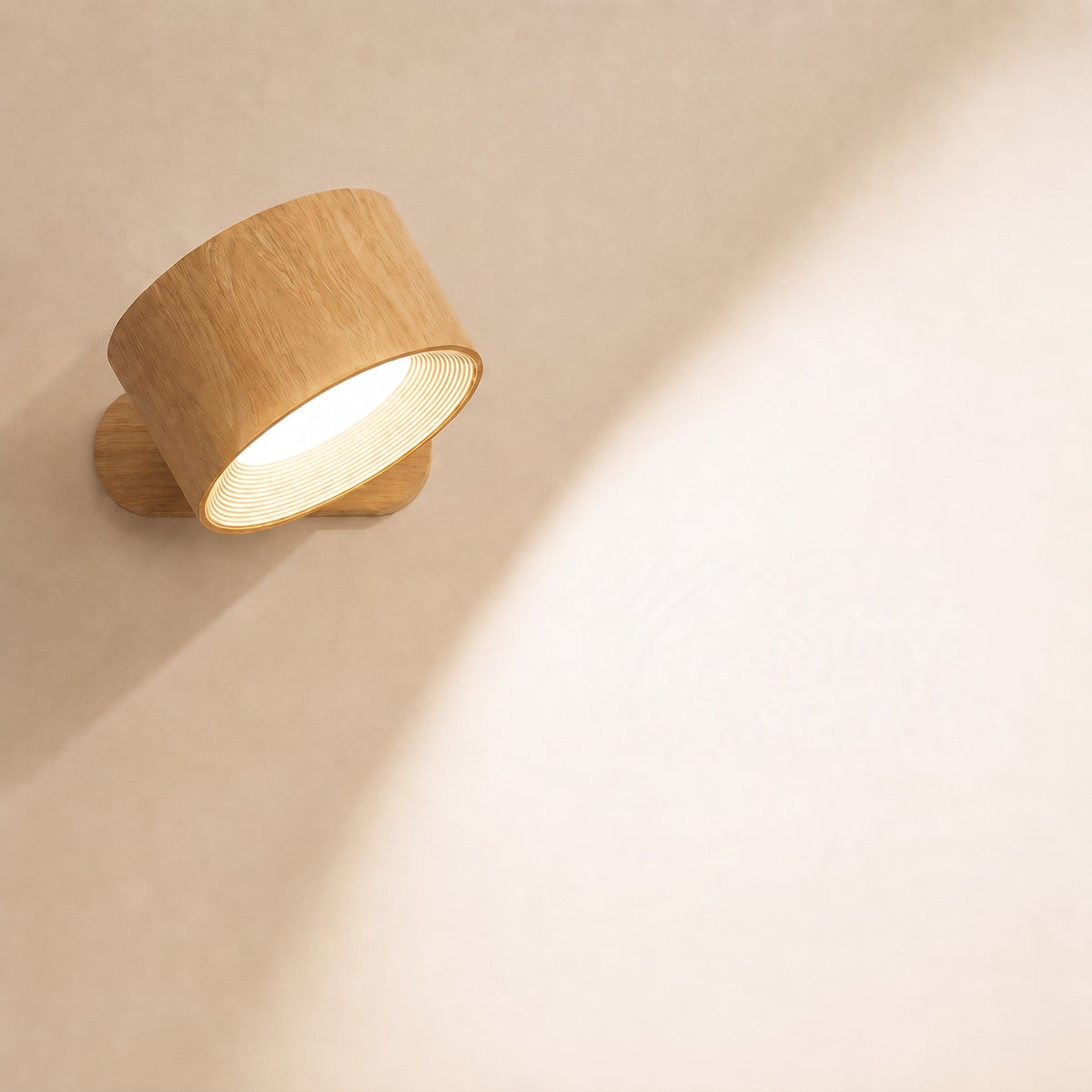 Stick-On Wall Light with Magnetic 360 Degree Rotation - Wall Light Fixtures - Light Brown - Oak Soho