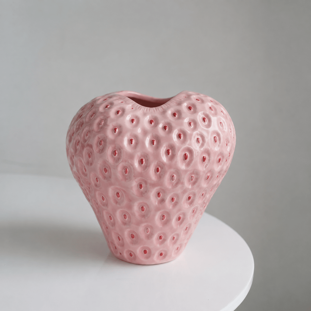Strawberry Ceramic Vase for Flowers and Table Décor - Vases - Pink - Oaksoho