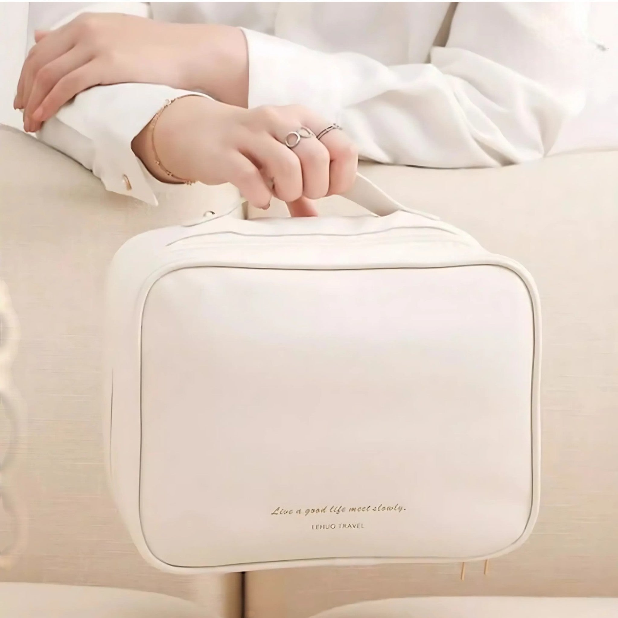 Structured Cosmetic Bag Storage - Bedroom - White - Oaksoho