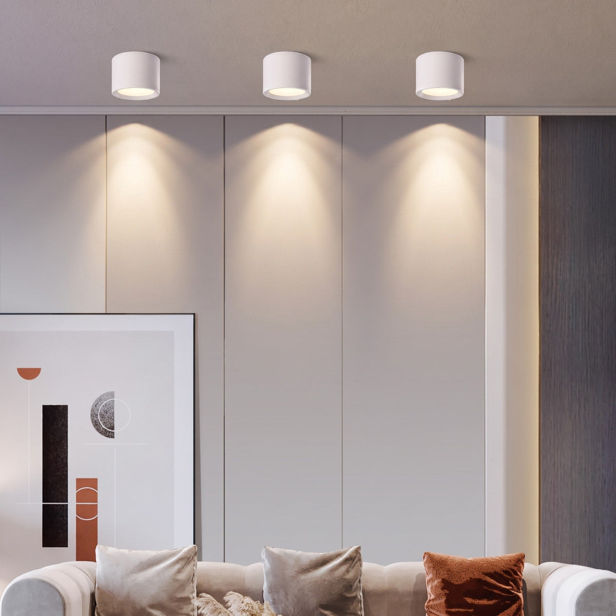 Surface Mounted Round Ceiling LED Spotlight - Ceiling Light Fixtures - White - Oaksoho