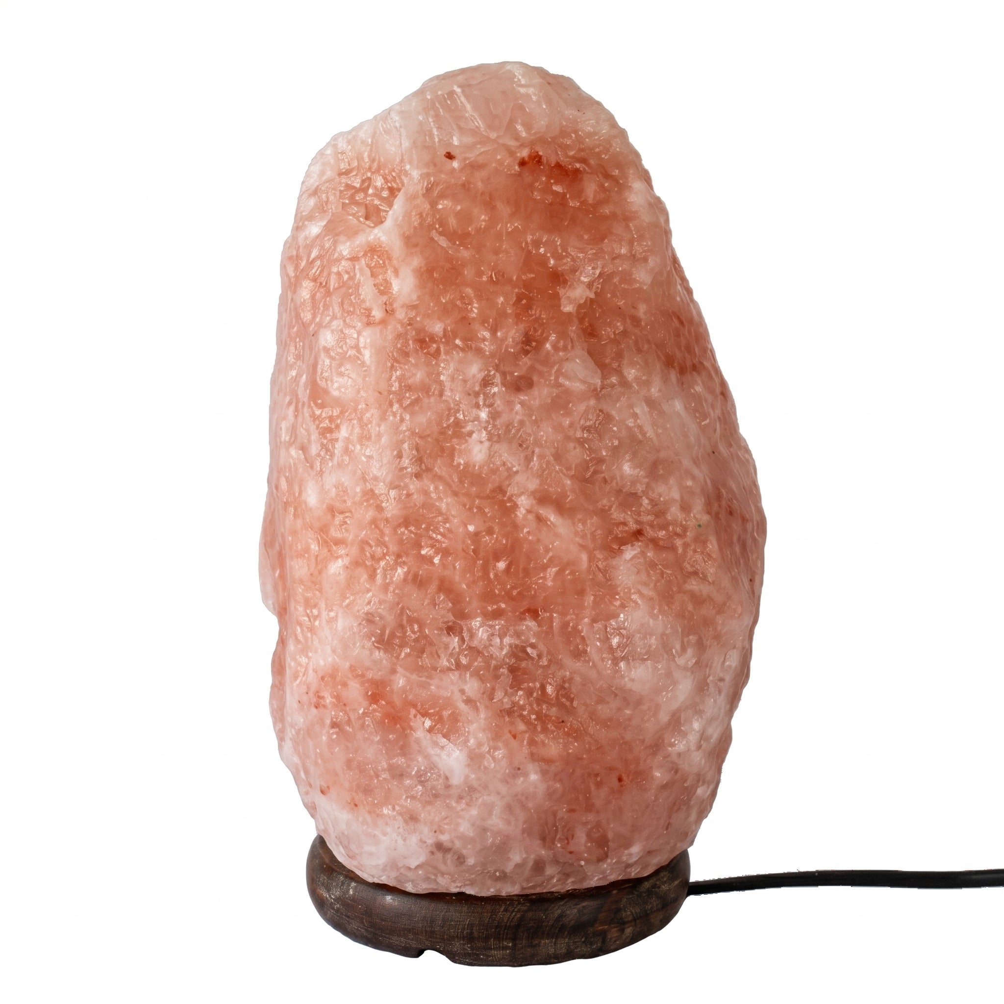 Table Lamp in Himalayan Salt Look with Wooden Base - Table Lamp - Oaksoho